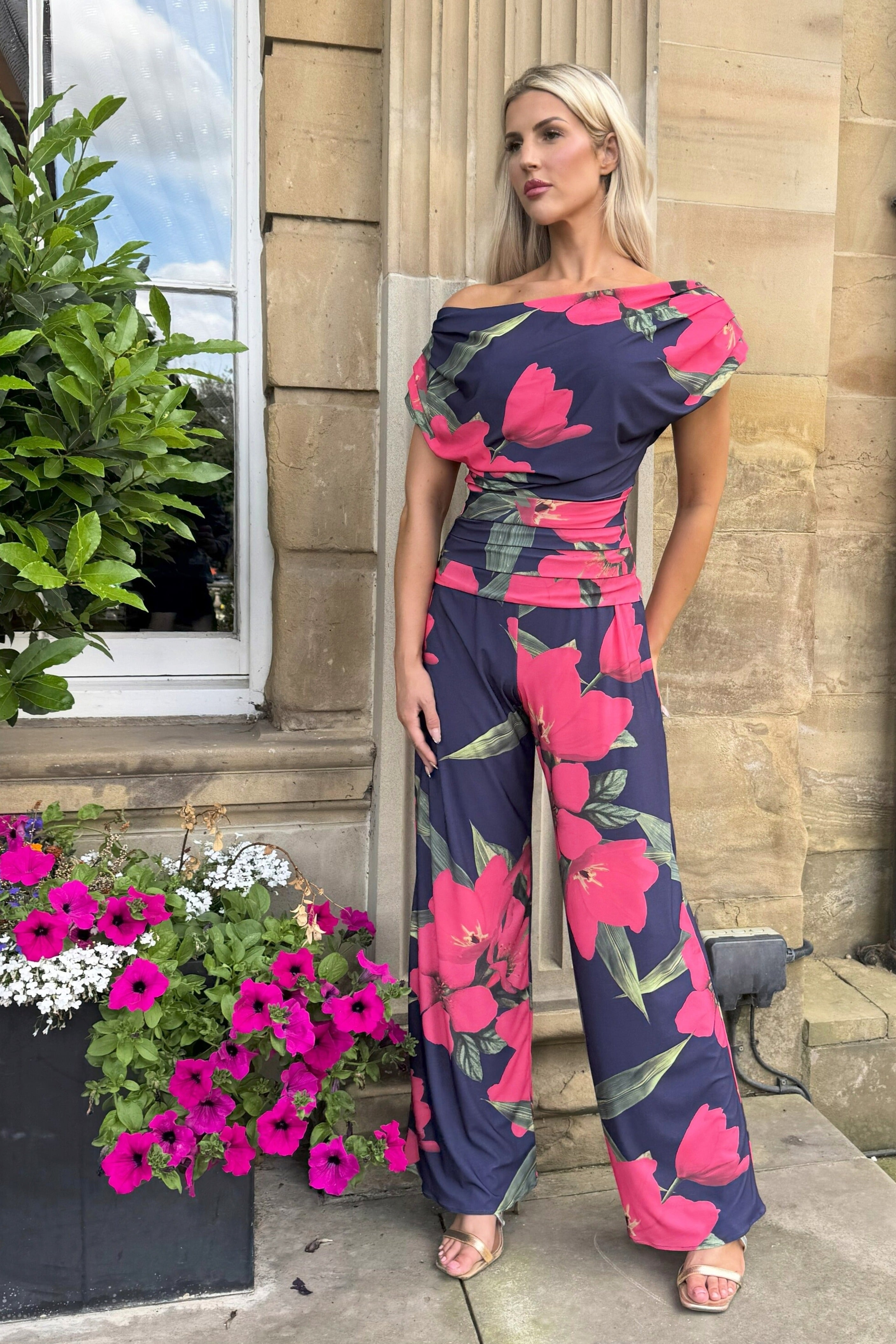 Atom Label Fuchsia Lily Print D3 Ss26 Carbon Jumpsuit