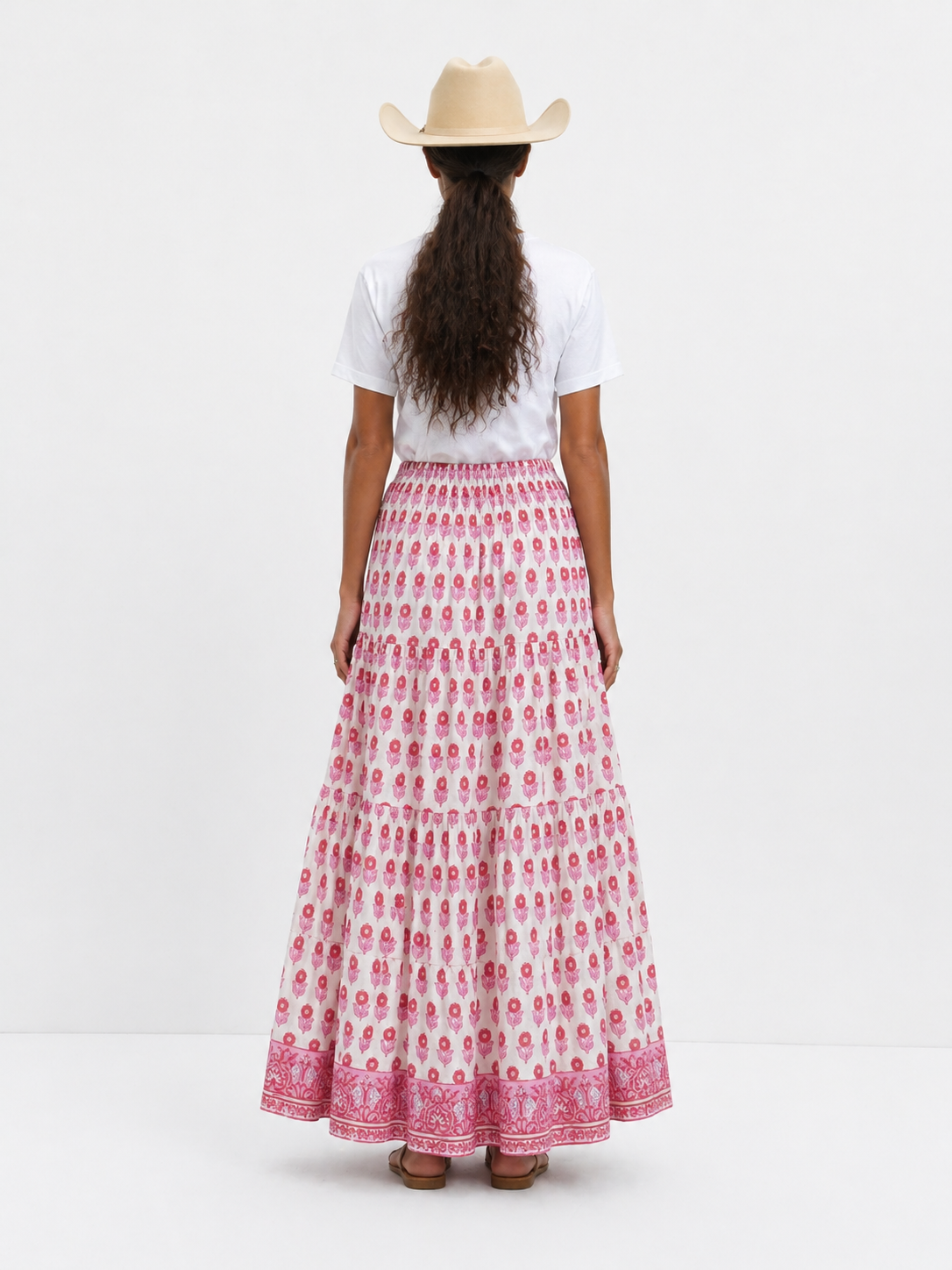 Soul Of Sita Woodblock Printed By Hand -Folk Gypsy Skirt - Fully Lined With Cotton Voile.