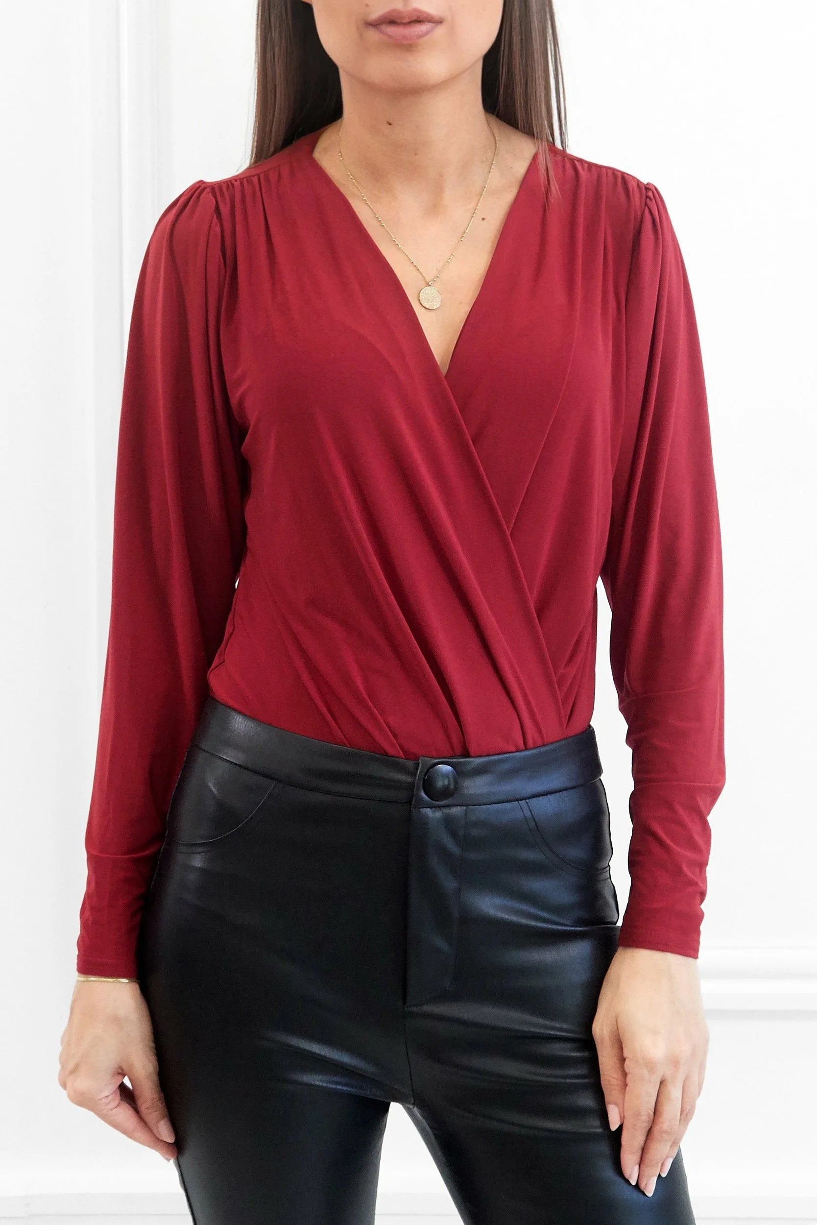Honor Gold Dasha Berry Bodysuit With Long Sleeves