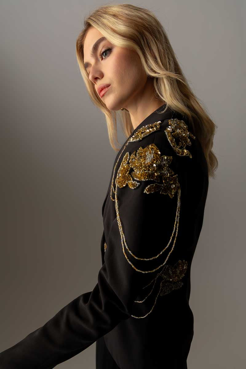 Raishma Couture Black Dahlia Jacket