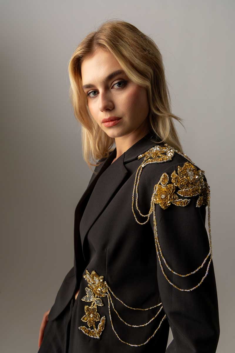 Raishma Couture Black Dahlia Jacket