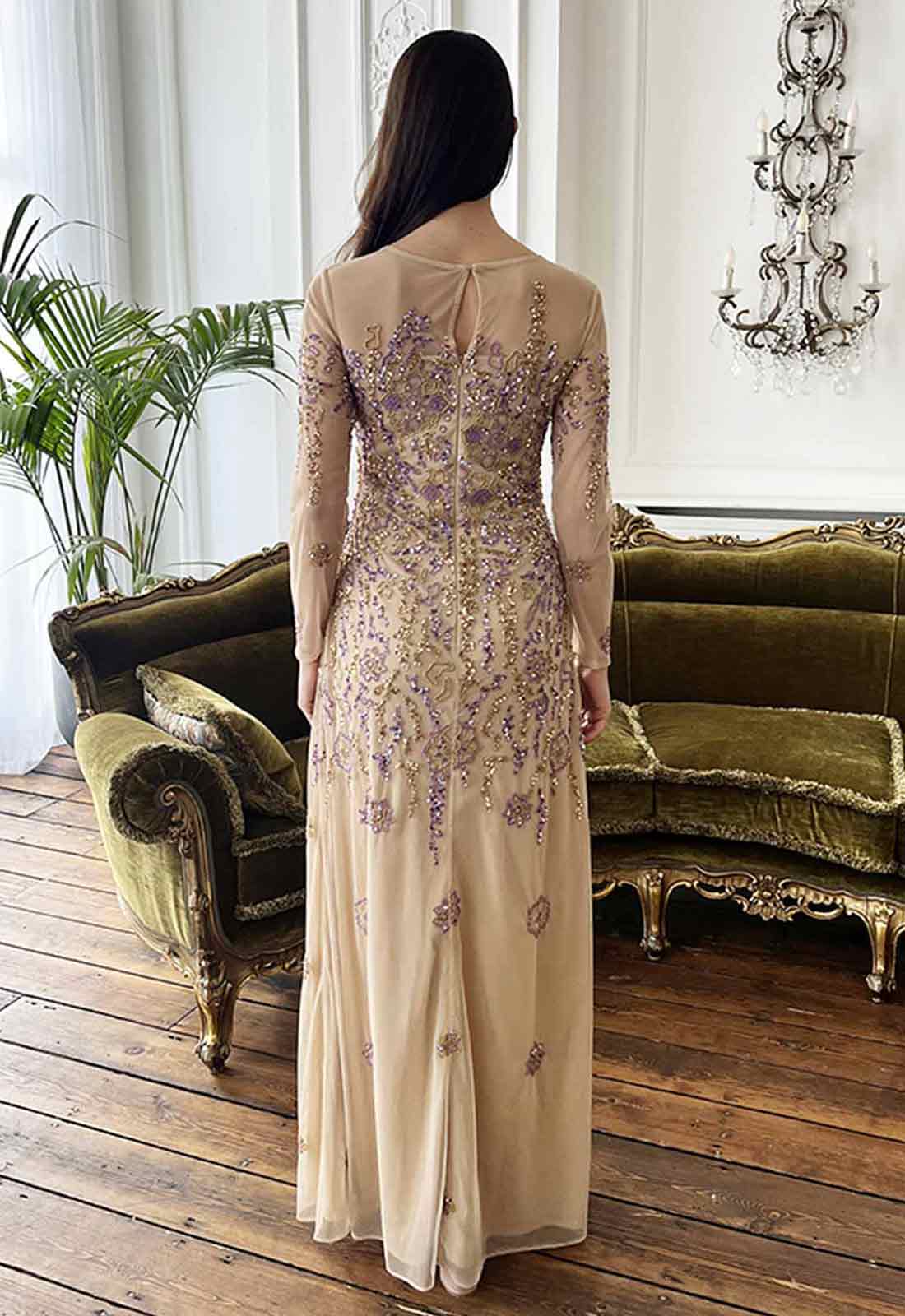 Raishma Couture Lilac Darla Beaded Maxi Dress
