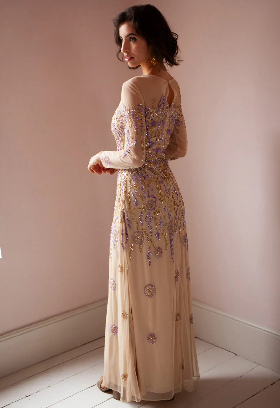 Raishma Couture Lilac Darla Beaded Maxi Dress