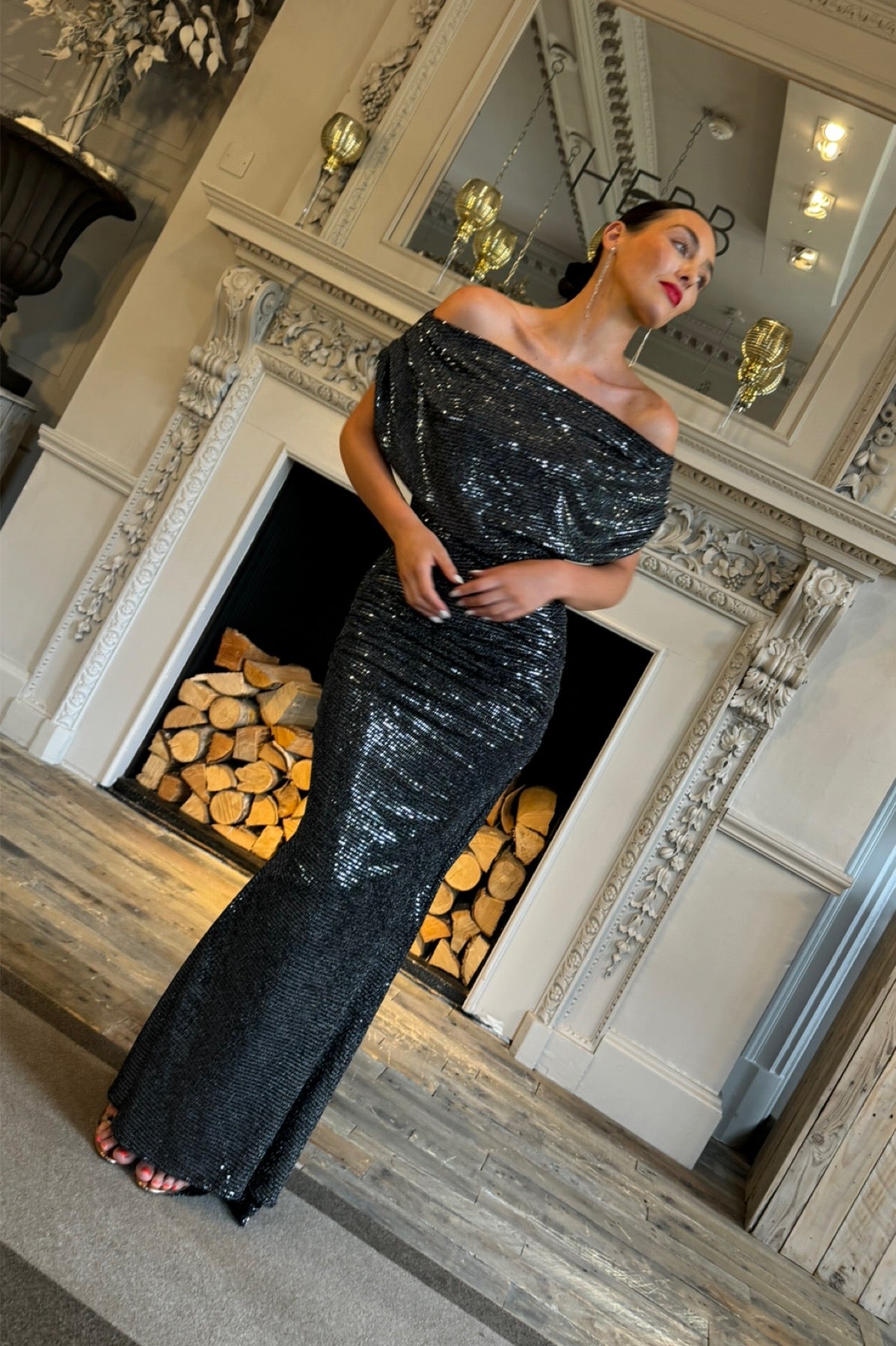Atom Label Gunmetal Platinum Gown