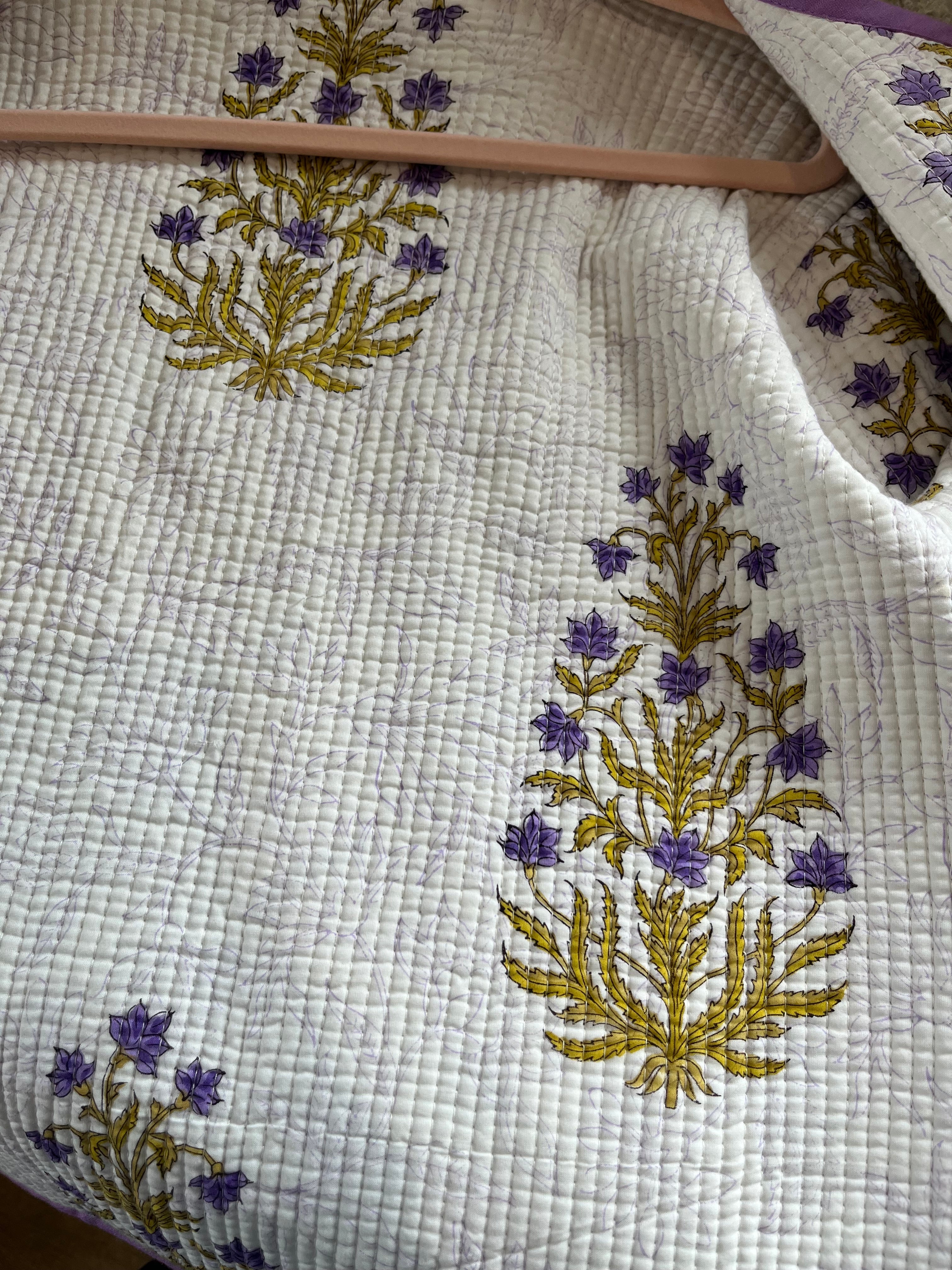 Soul Of Sita Peony Woodblock Print Cotton Jacket - Reversible
