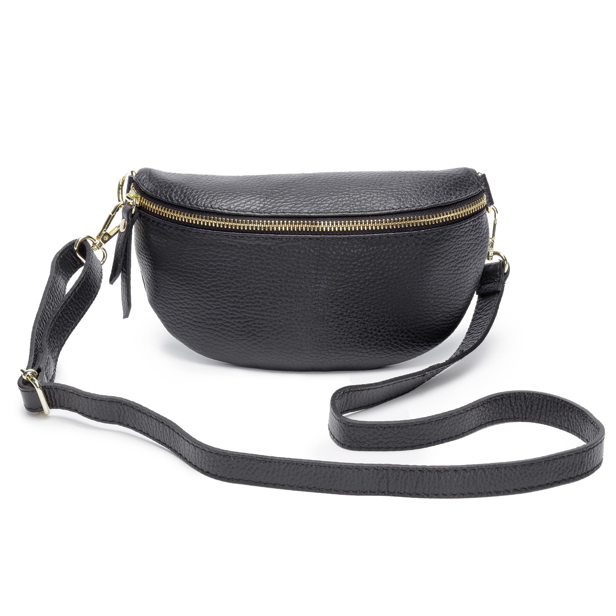 Elie Beaumont Sling Bag - Black with Grey Chevron Strap