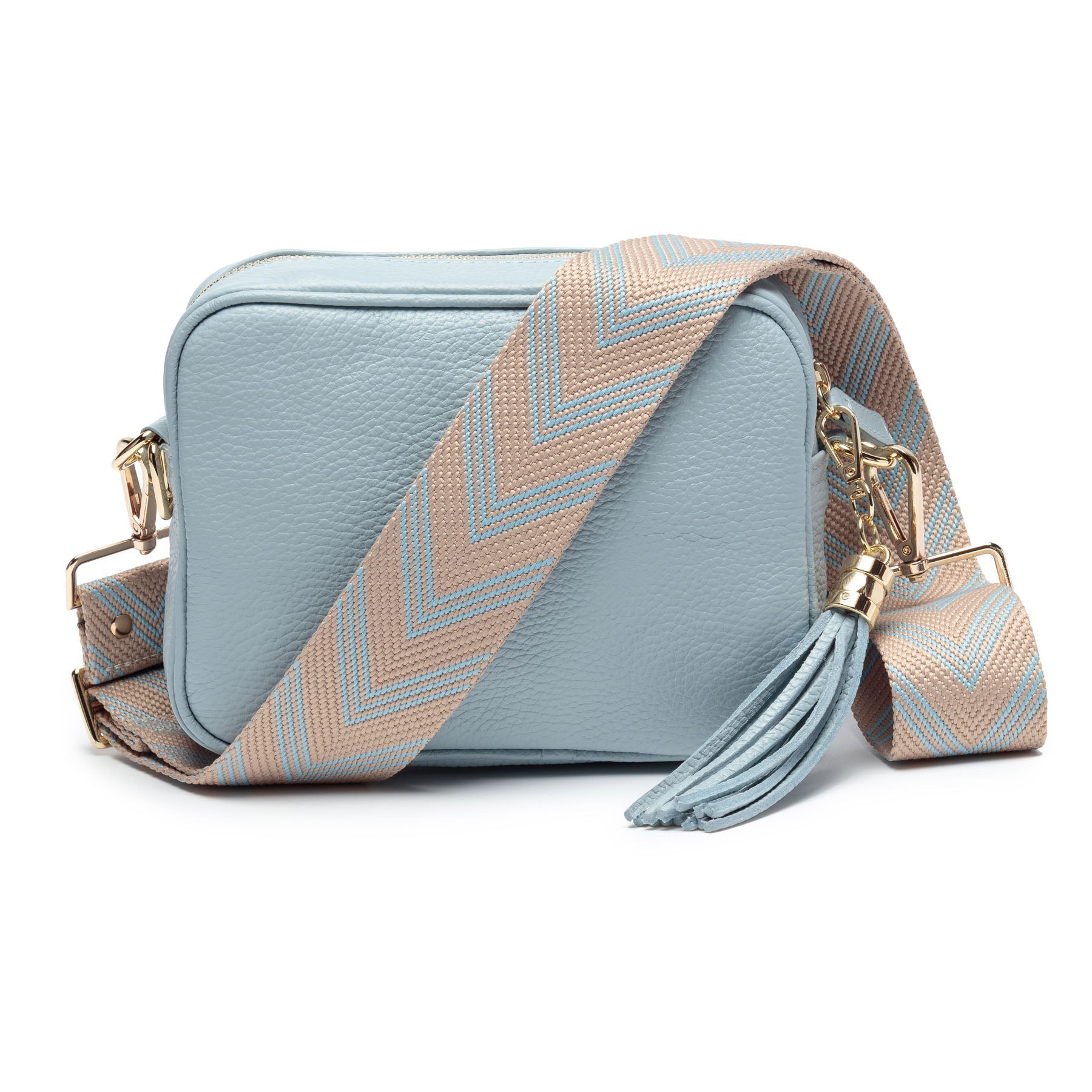 Elie Beaumont Chevron Crossbody strap - Sky Blue Chevron