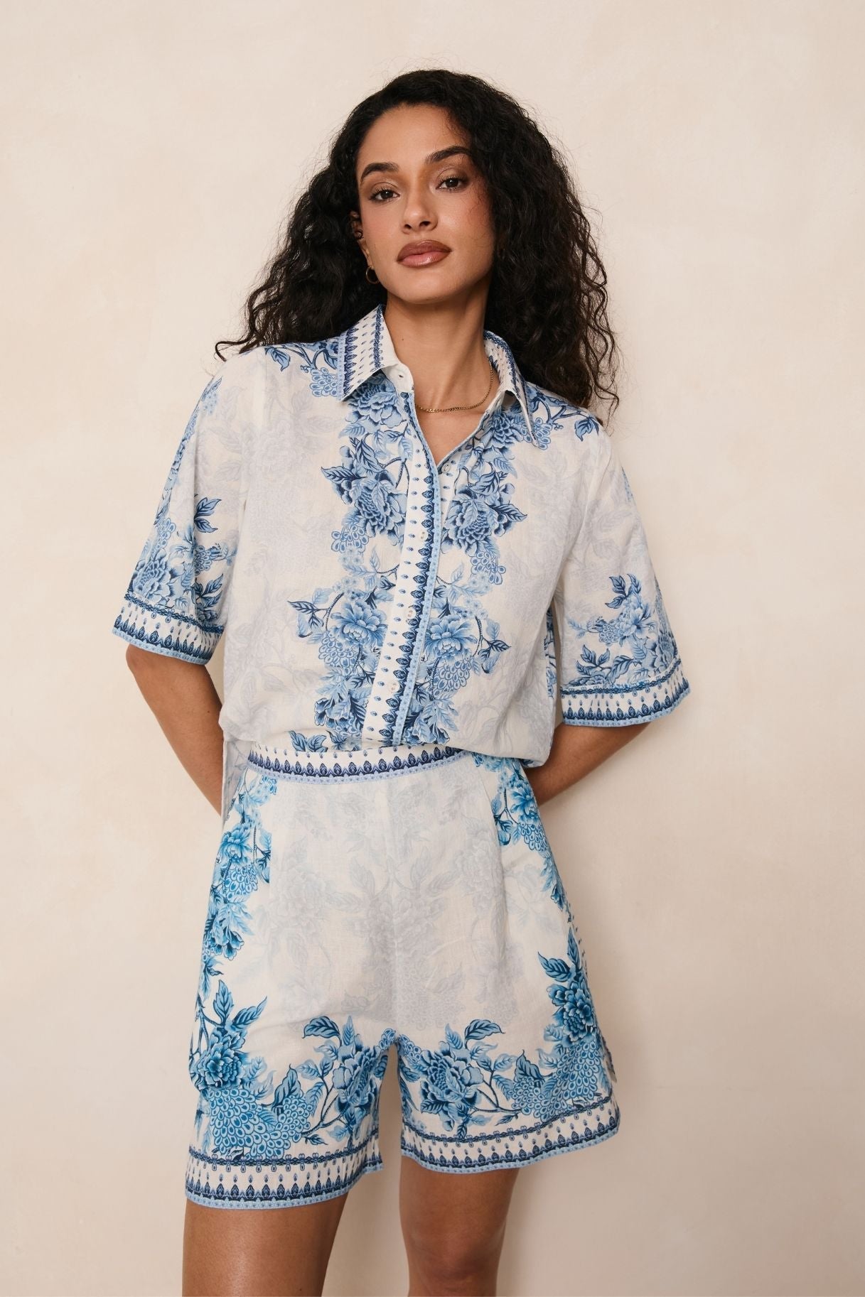 Raishma Studio Blue White Ethel Shorts