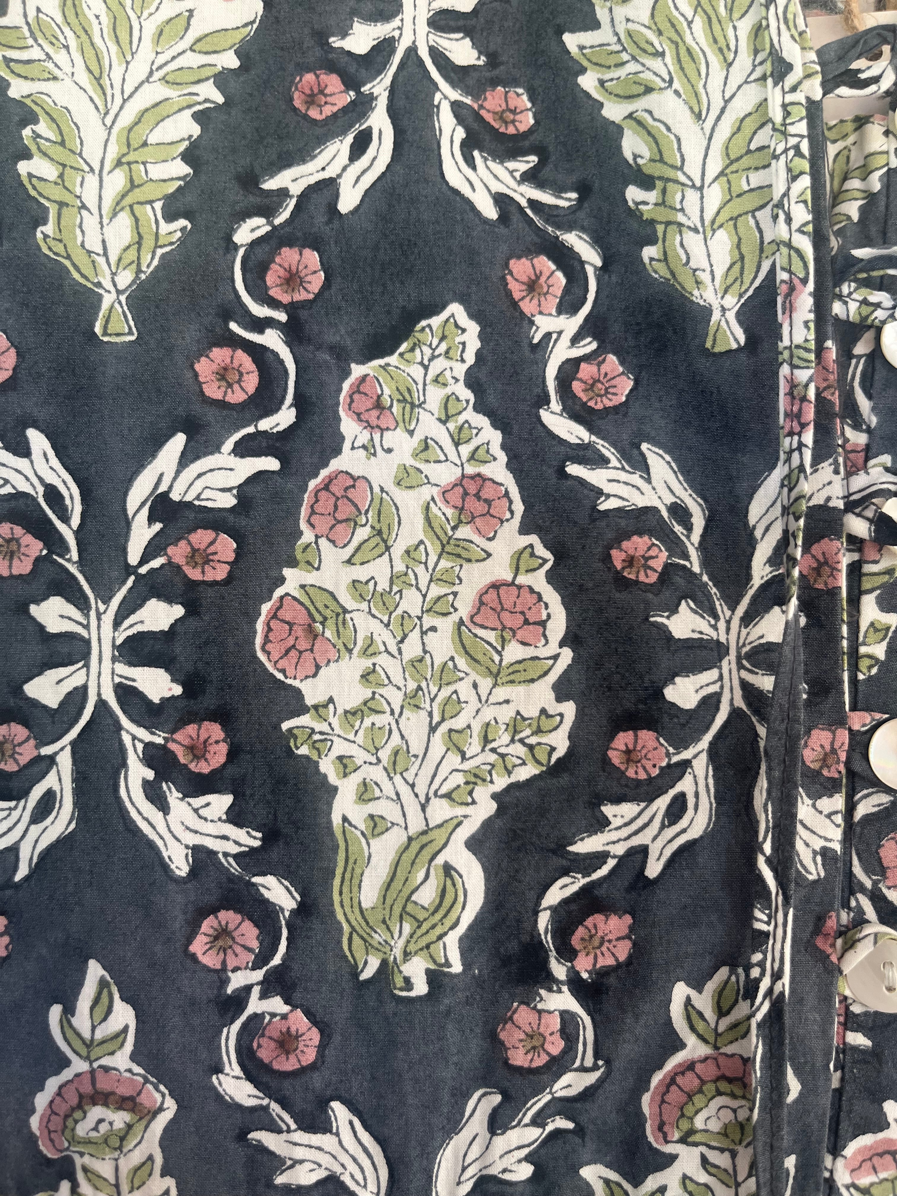 Soul Of Sita Lalita Ink Maxi Woodblock Print Dress, 100% Cotton