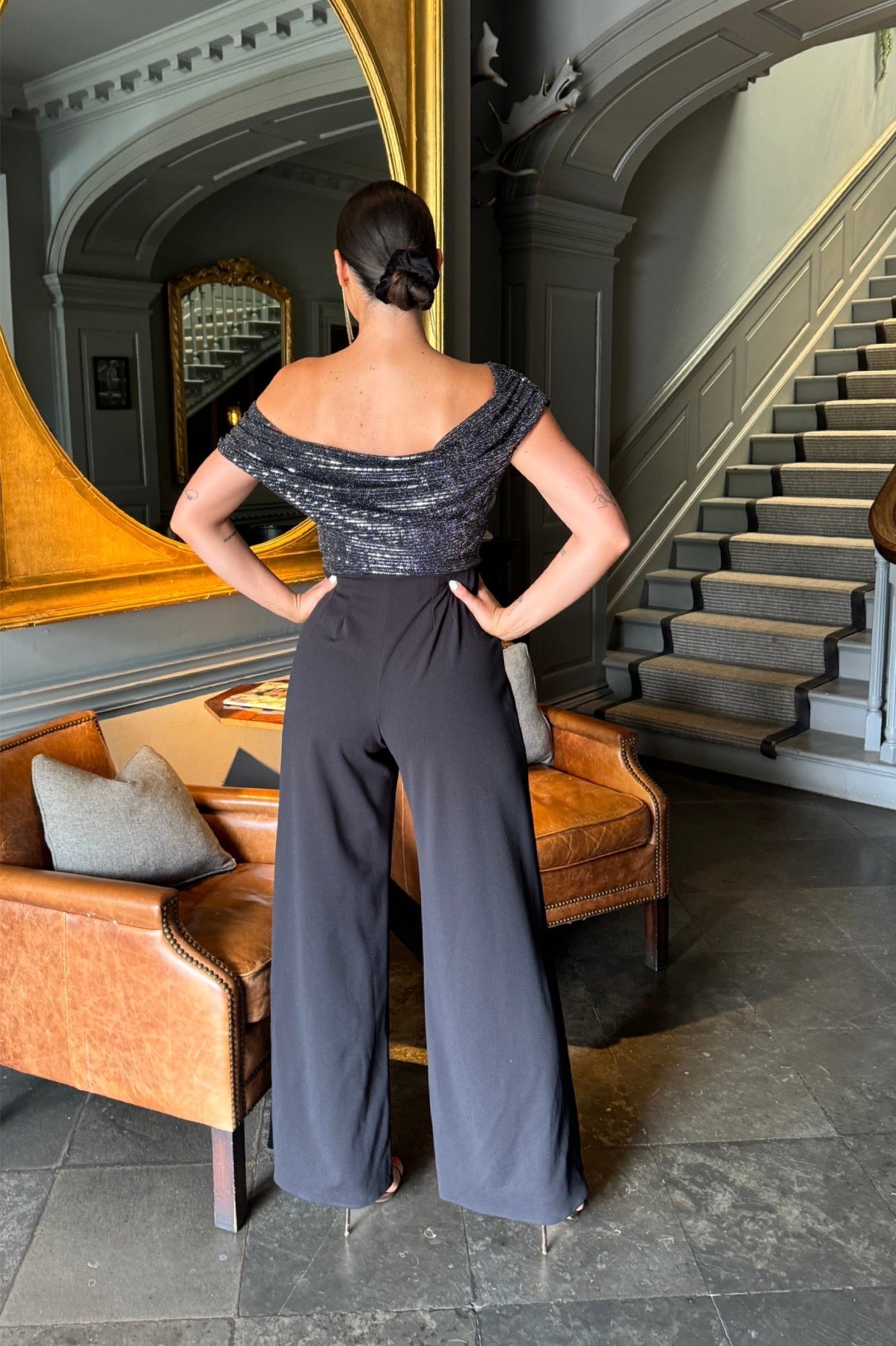 Atom Label Black & Gunmetal Venice Jumpsuit