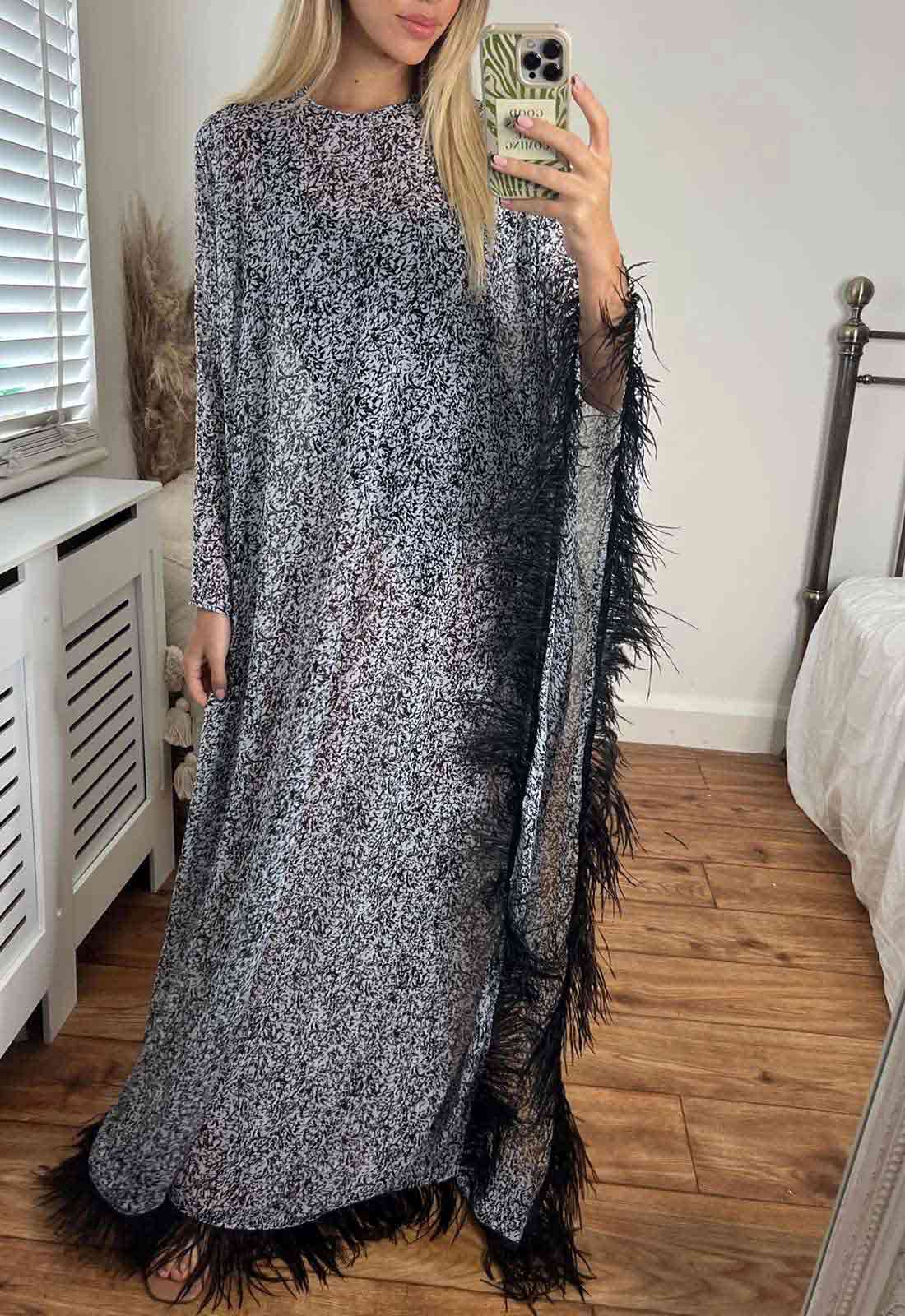 Josh And Nicol Feathered Sleeve Kaftan