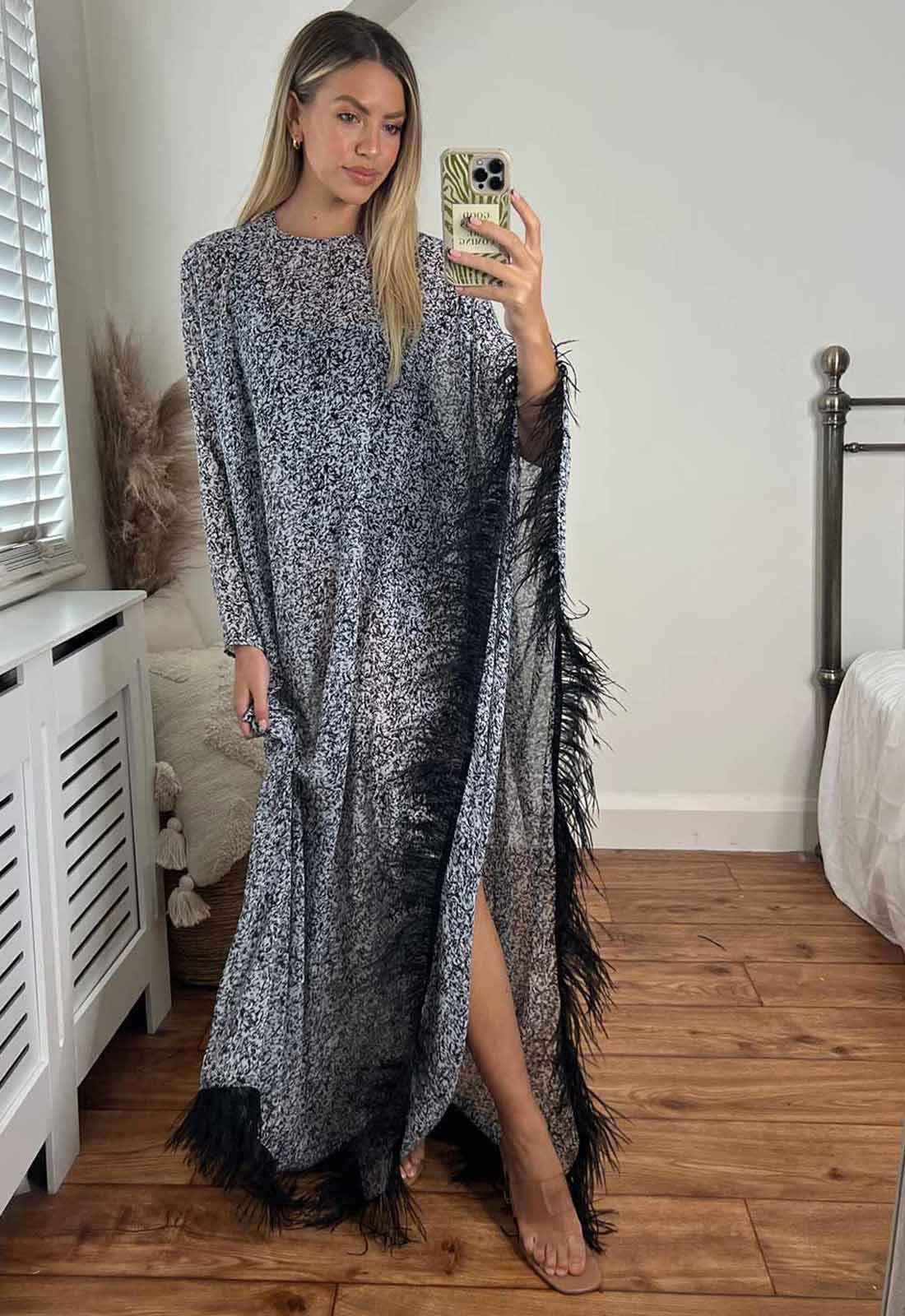 Feathered sleeve Kaftan