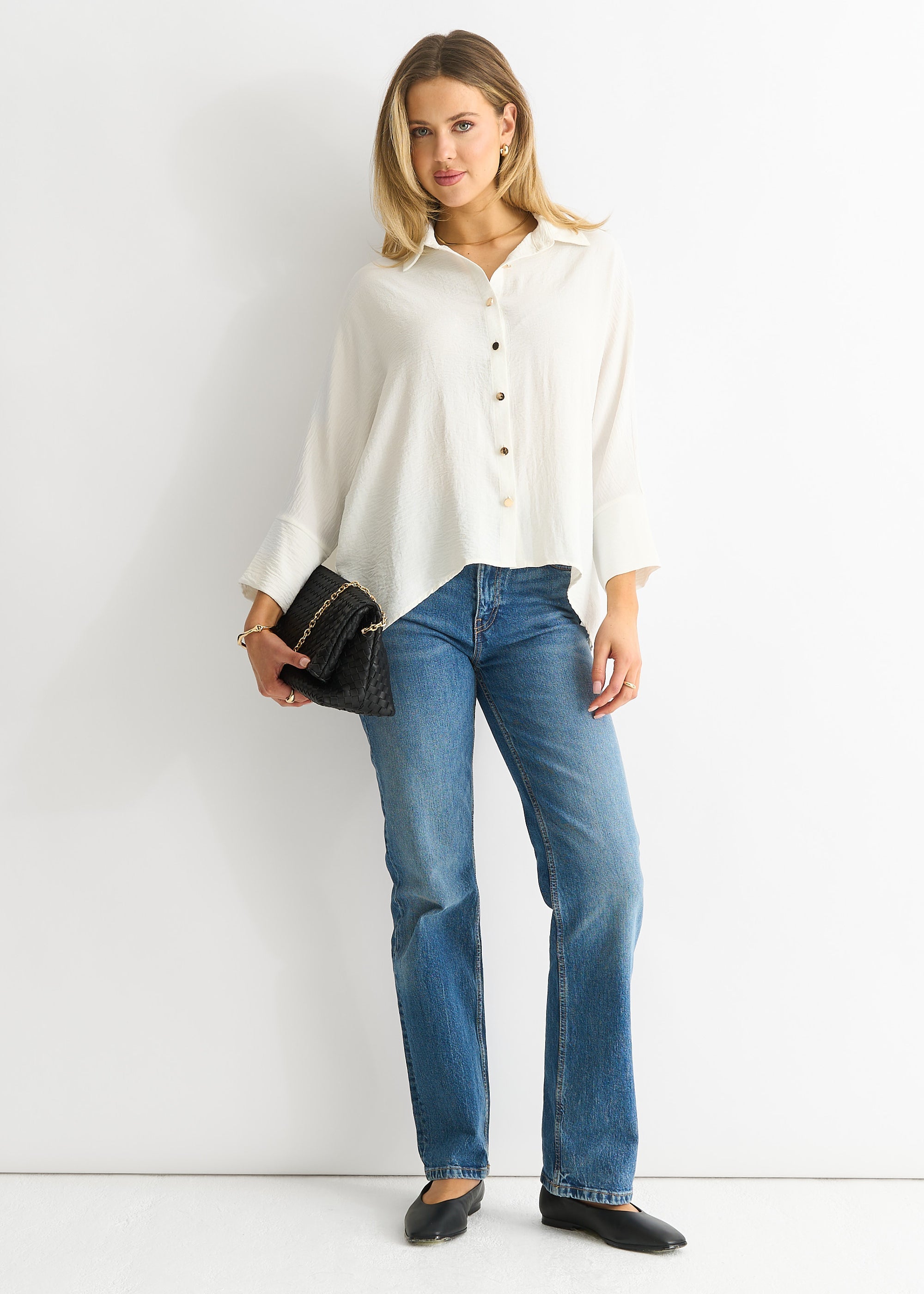 Gini London Ivory Kimono Oversized Blouse