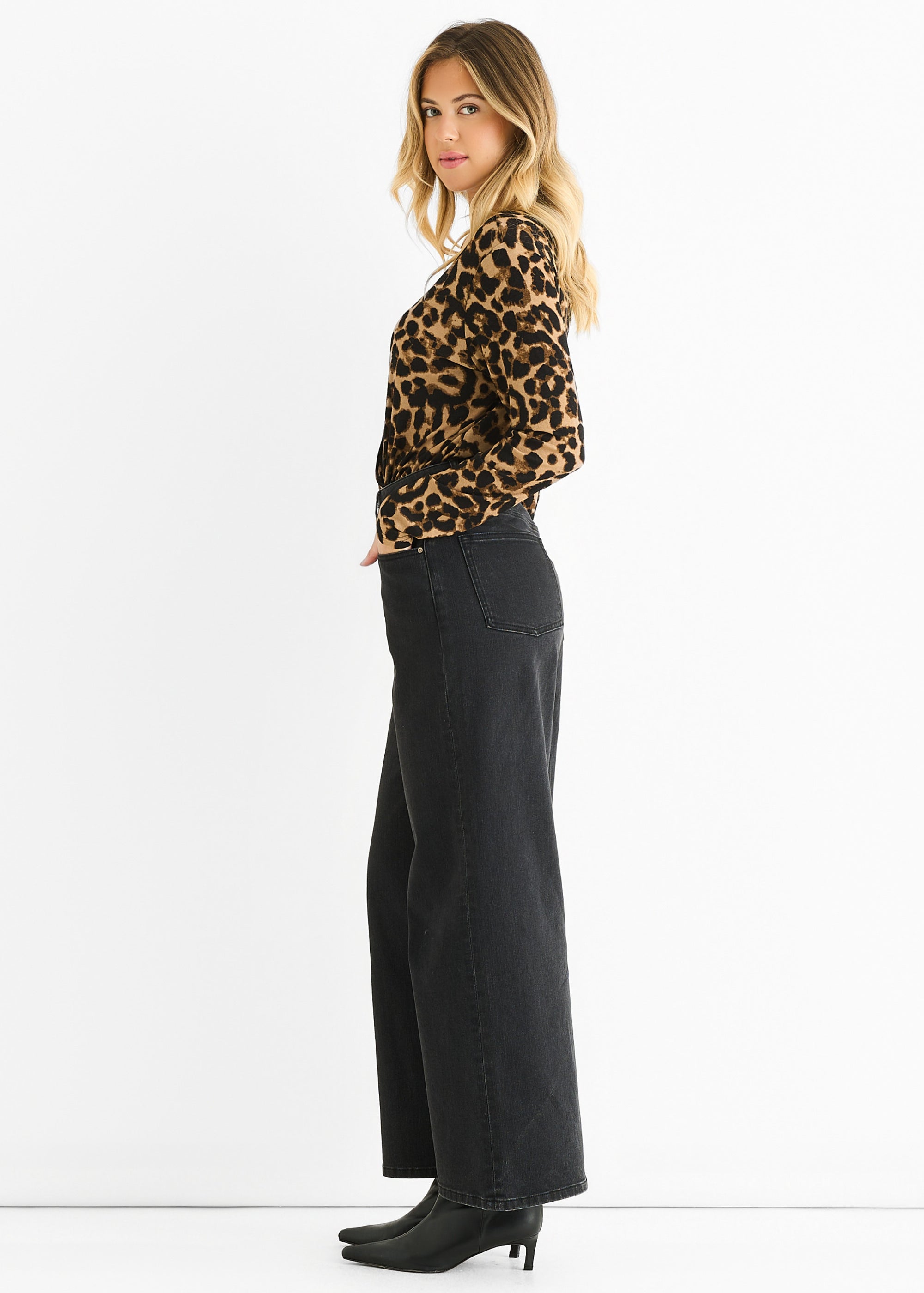 Gini London Brown Animal Wrap Jersey Bodysuit