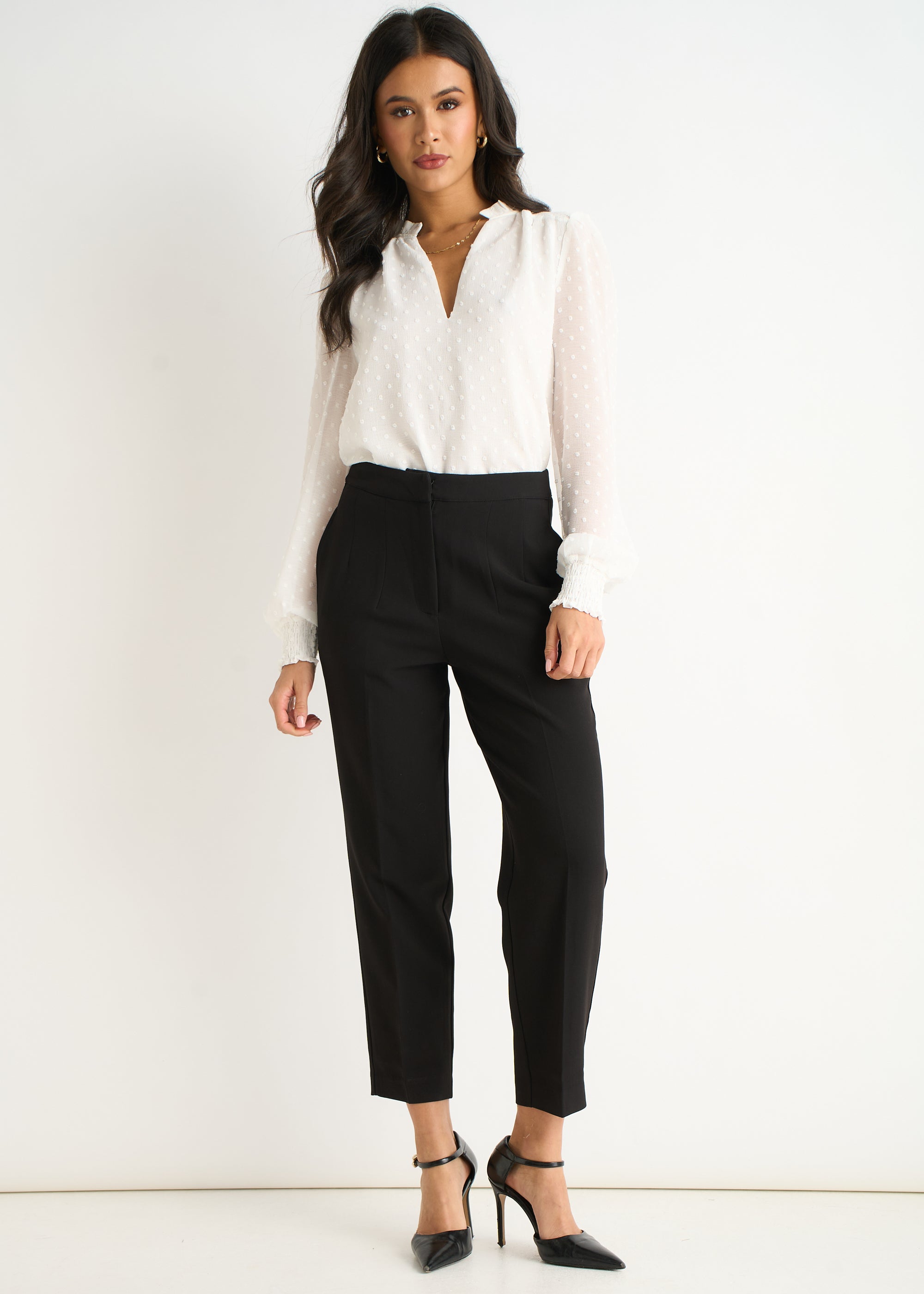Black Ankle Grazer Cigarette Tailored Trousers