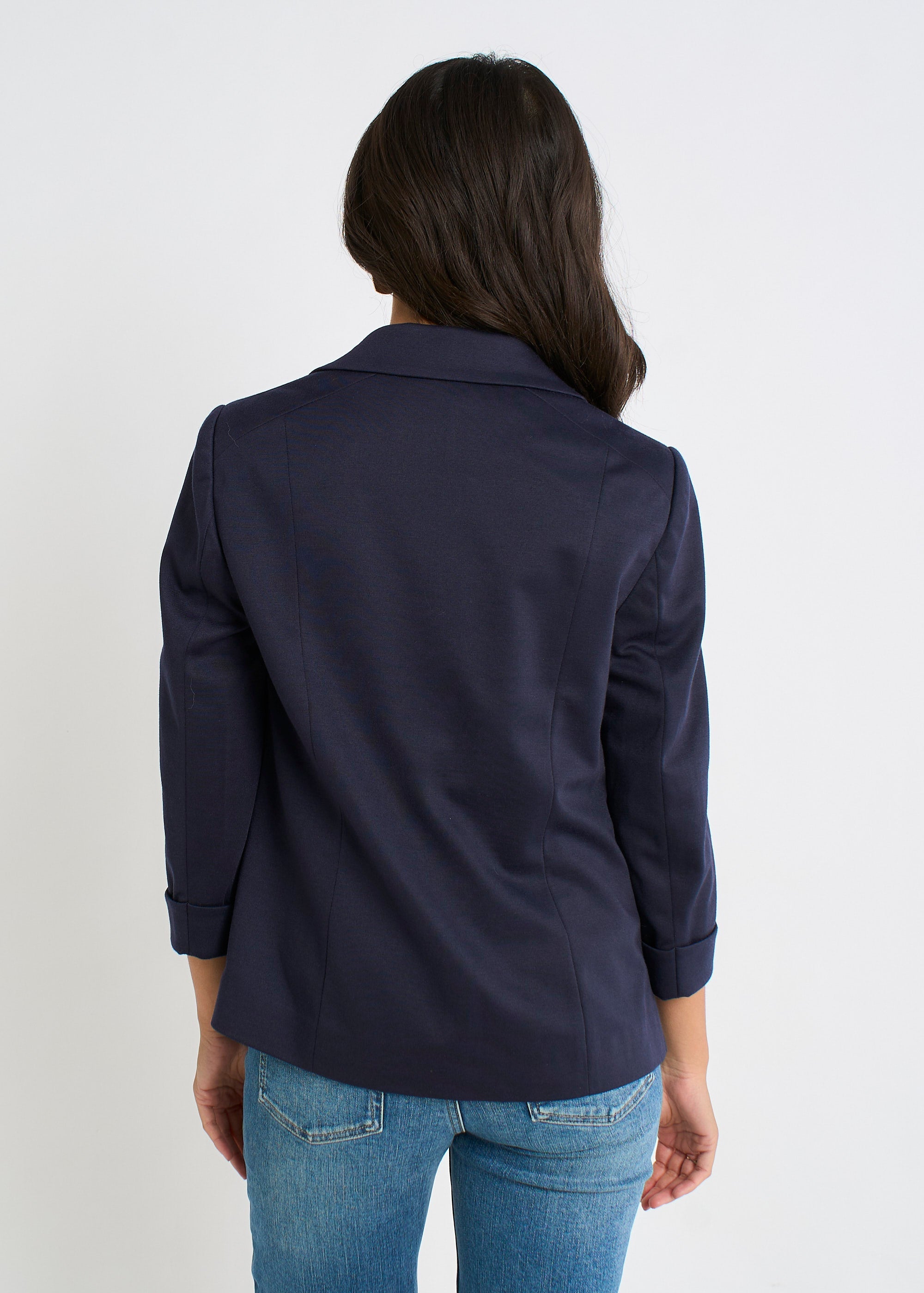 Gini London Navy Ponte Edge to Edge Jacket