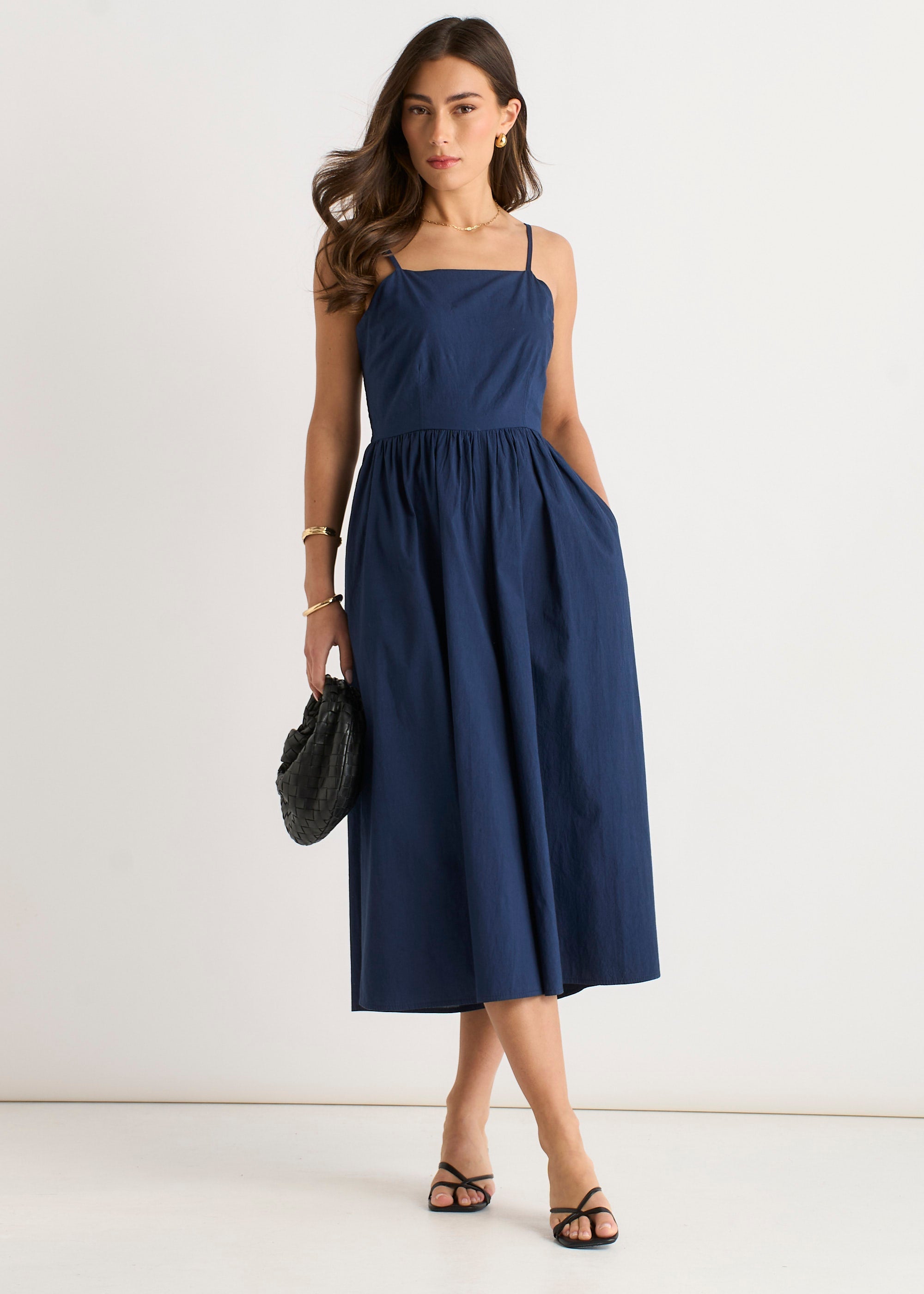 Gini London Navy Wide Leg Strappy Jumpsuit