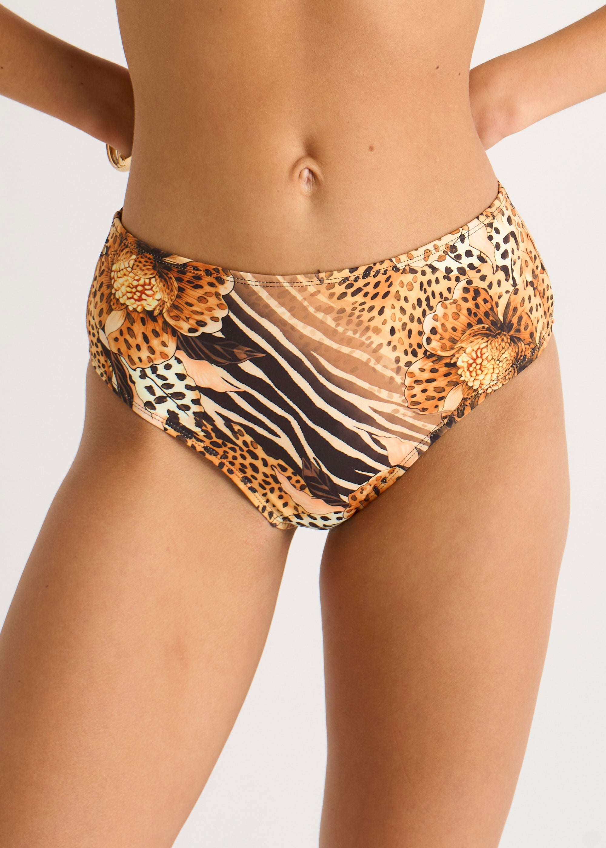 Gini London Animal Floral Print Bikini Bottom