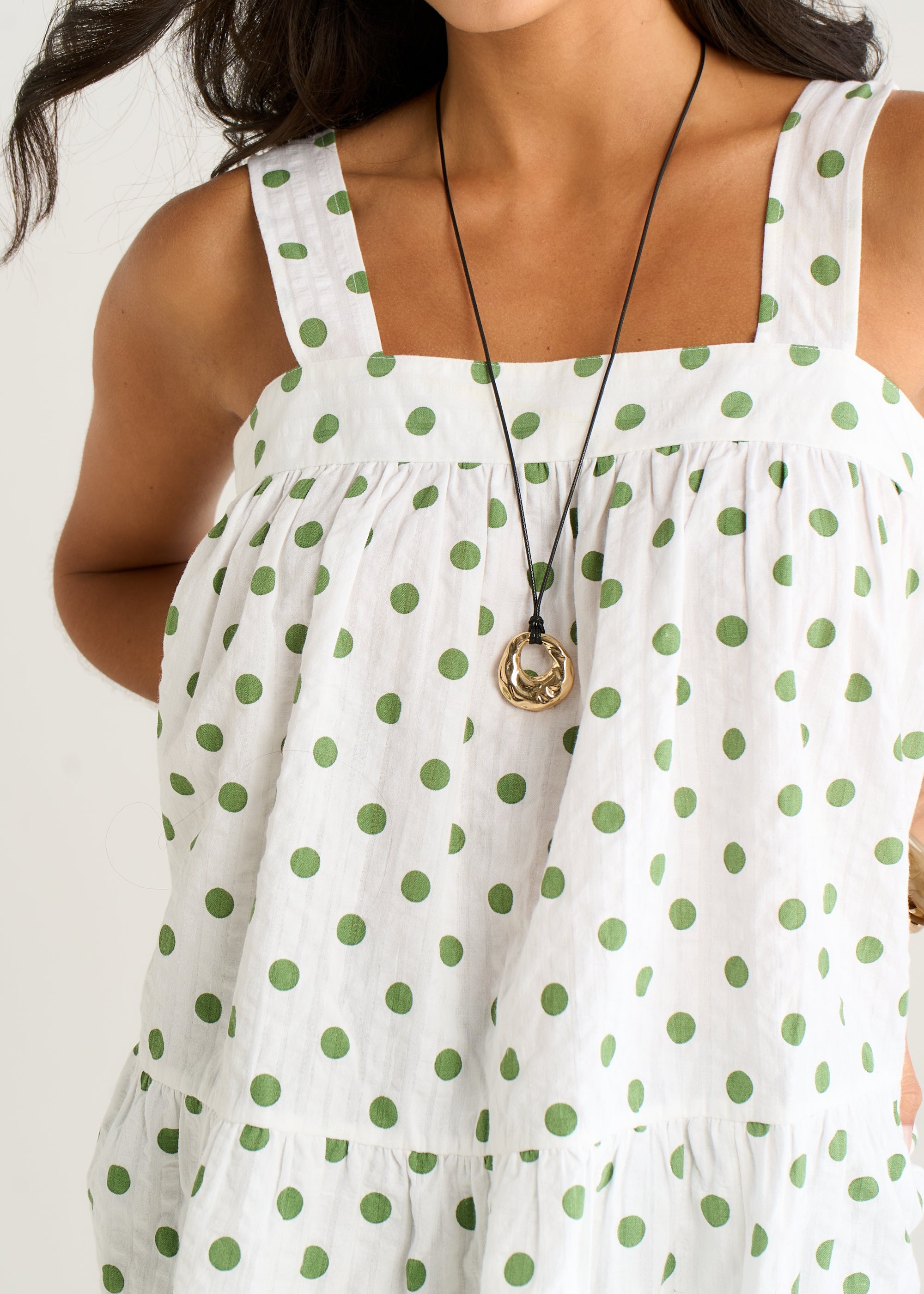 Gini London Green Spot Cami Smock Top