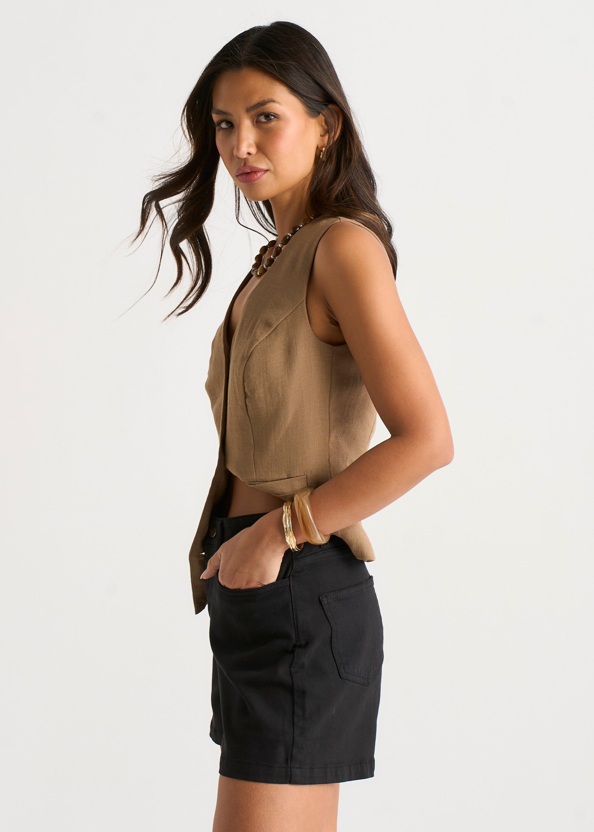 Gini London Black Denim Shorts