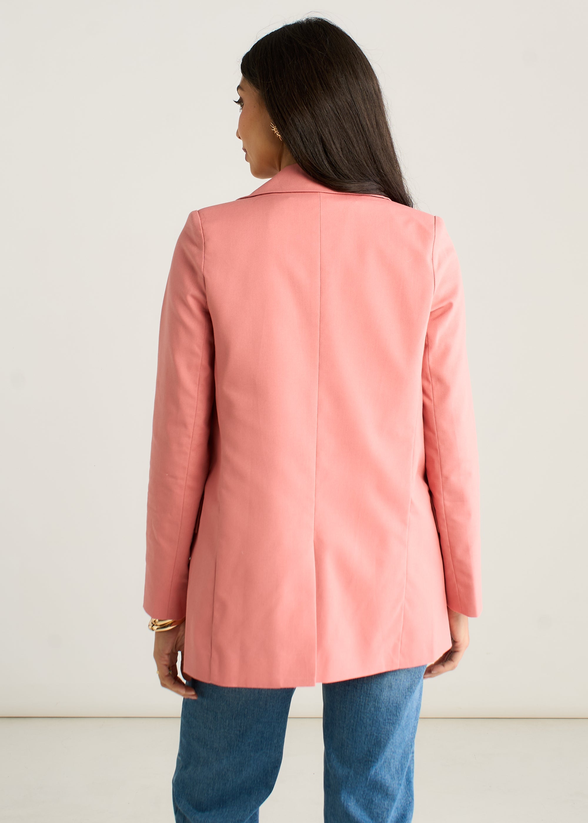 Coral Edge To Edge Cotton and Linen Blend Jacket