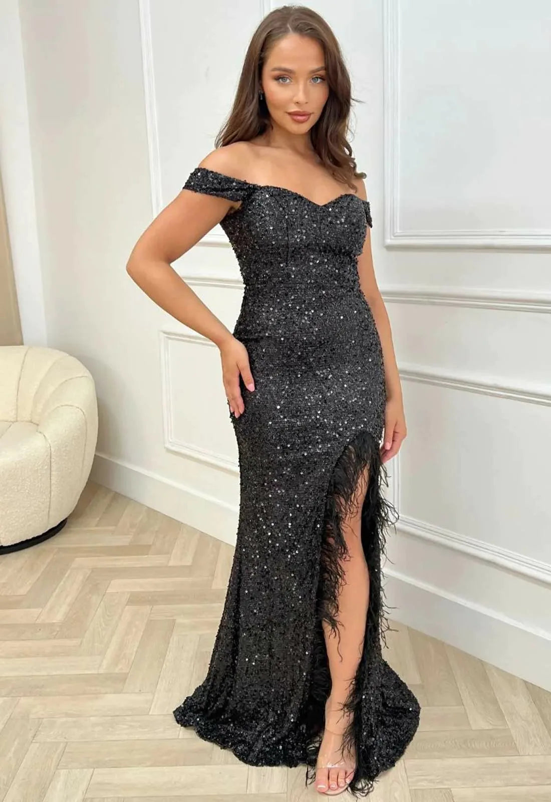 Nazz Collection Black Galaxy Feather Dress Nazz Collection Black Galaxy Feather Dress