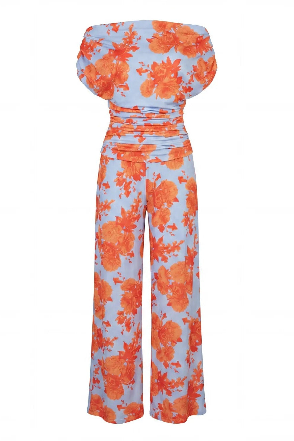 Atom Label Powder Blue & Orange Floral Carbon Jumpsuit