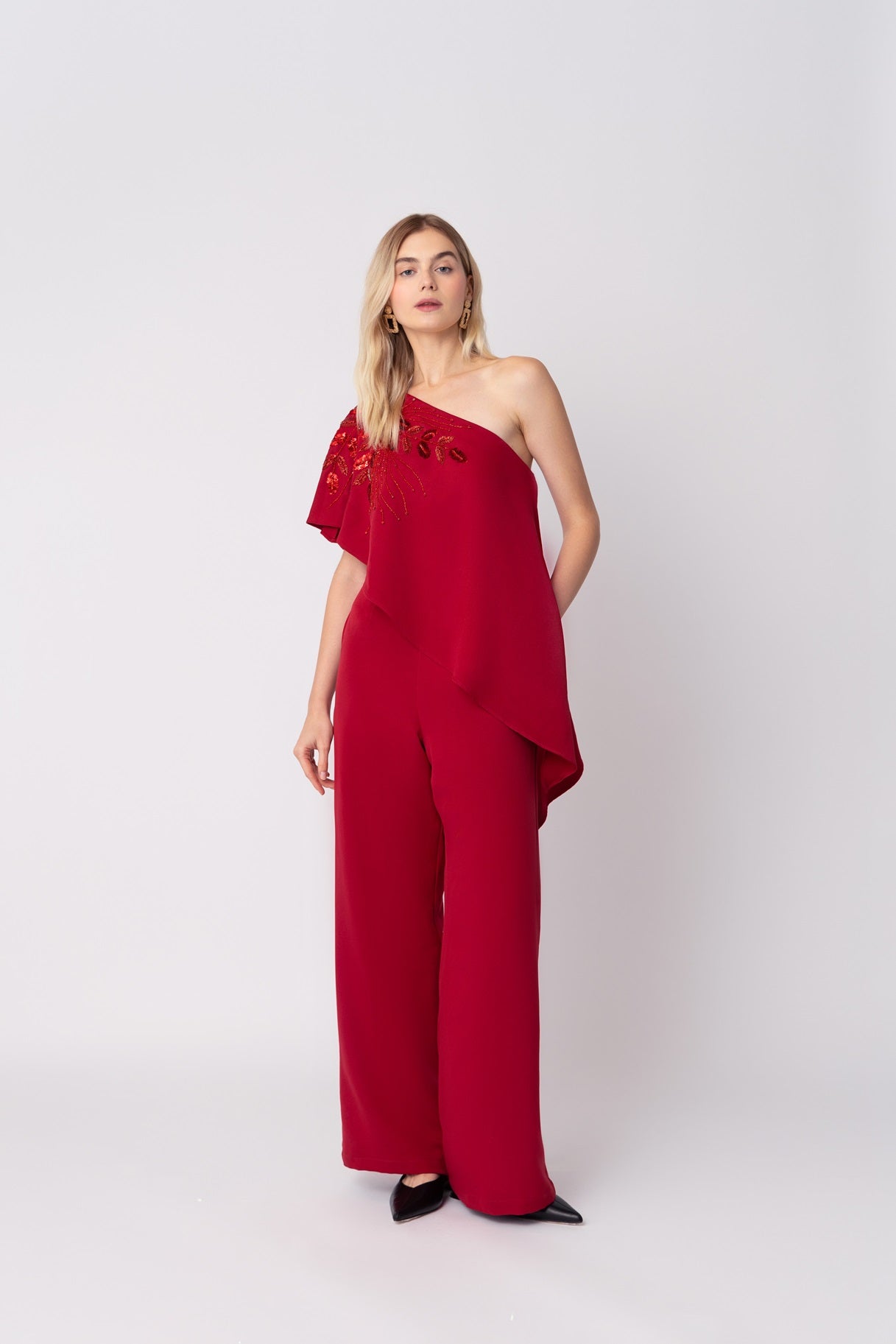Raishma Couture Red Gwen Red Jumpsuit