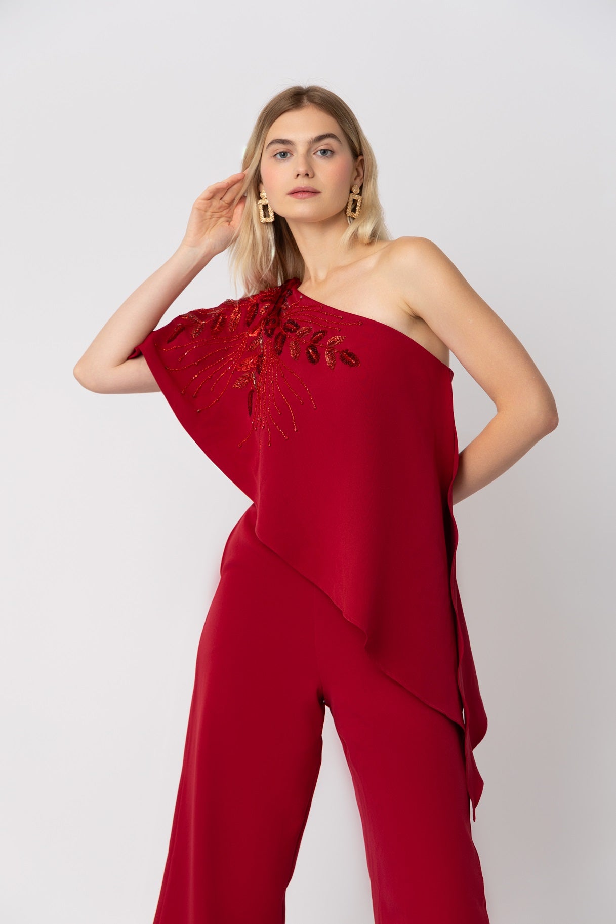Raishma Couture Red Gwen Red Jumpsuit