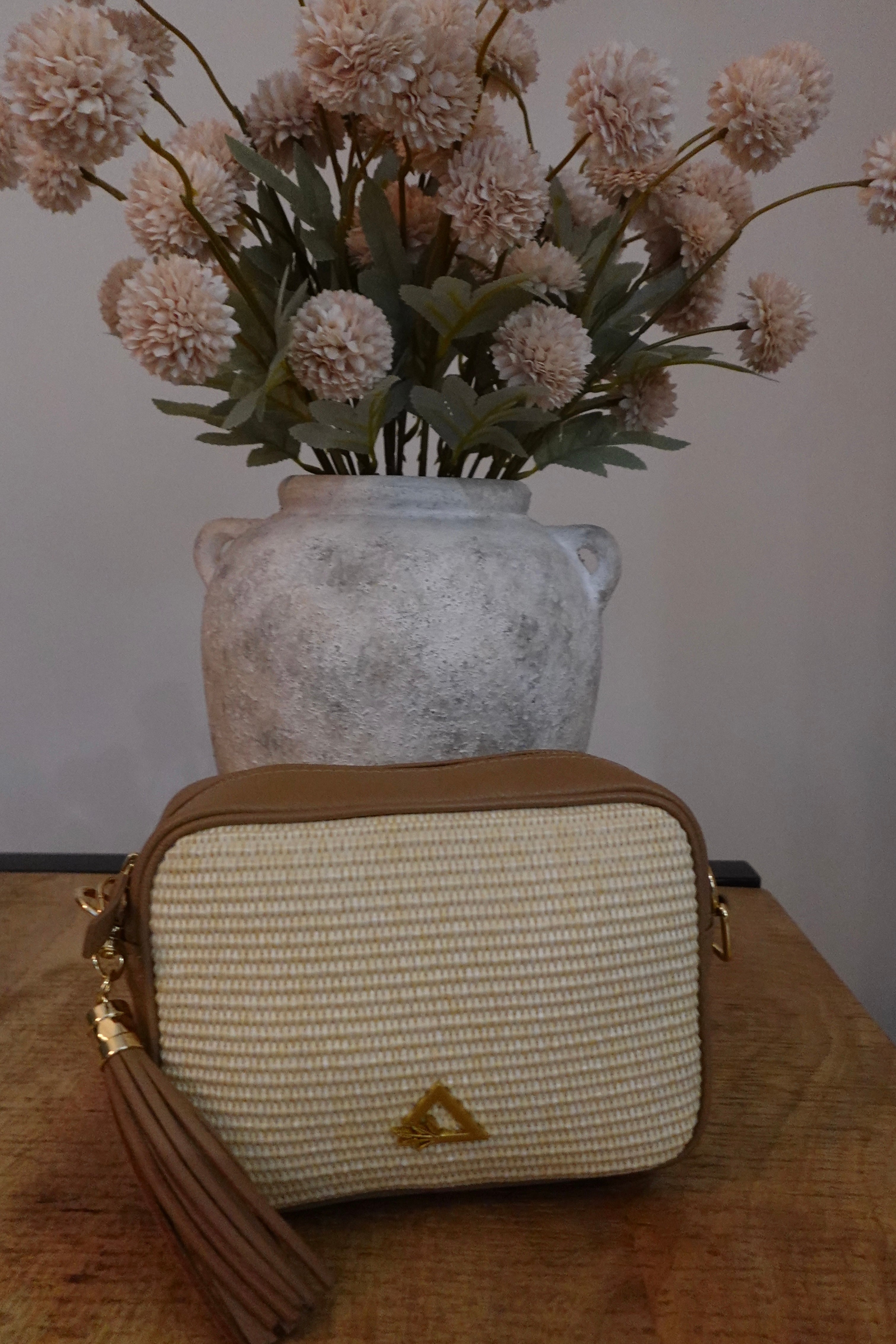 Elie Beaumont Hay Life X Elie Beaumont Raffia Camera Bag Tan
