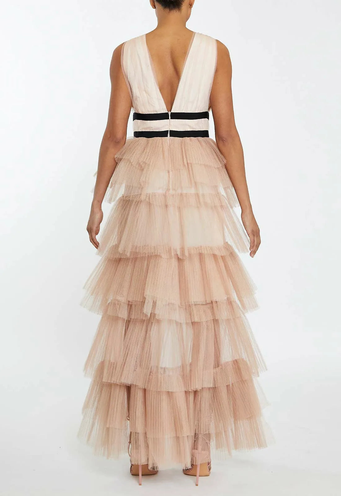 True Decadence Nude Eliza Soft Peach Tulle Maxi Dress