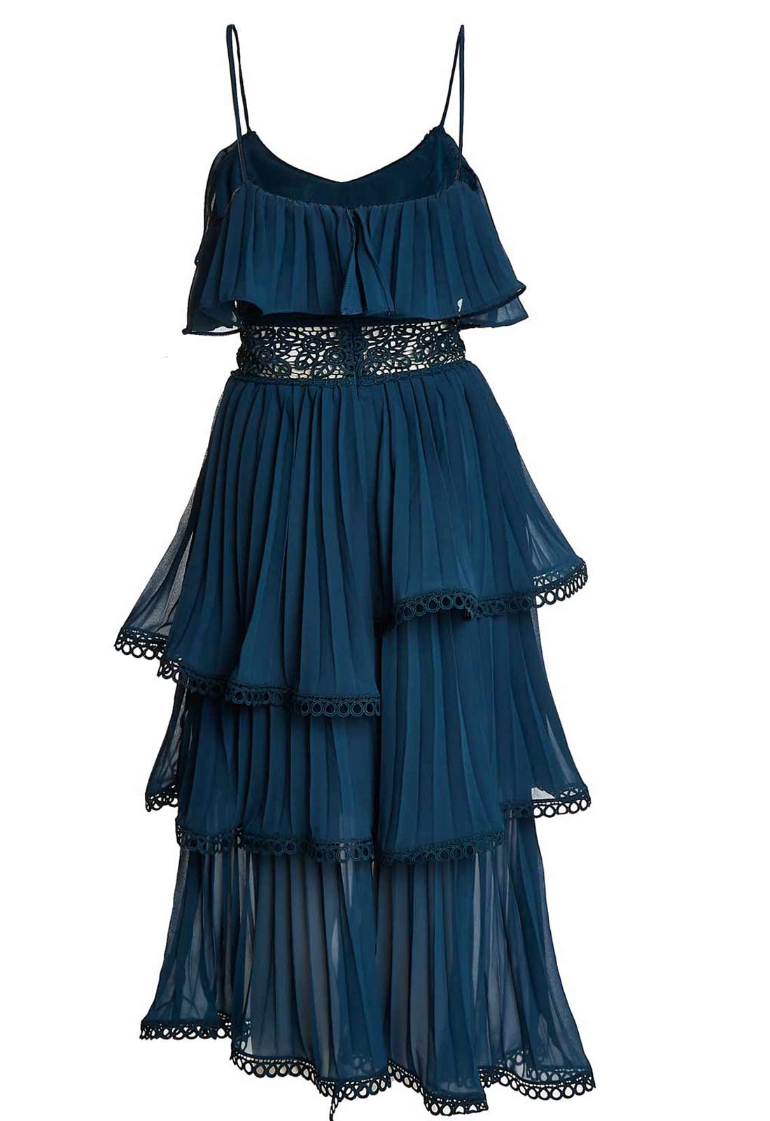 True Decadence Petrol Blue Waterfall Midi Dress