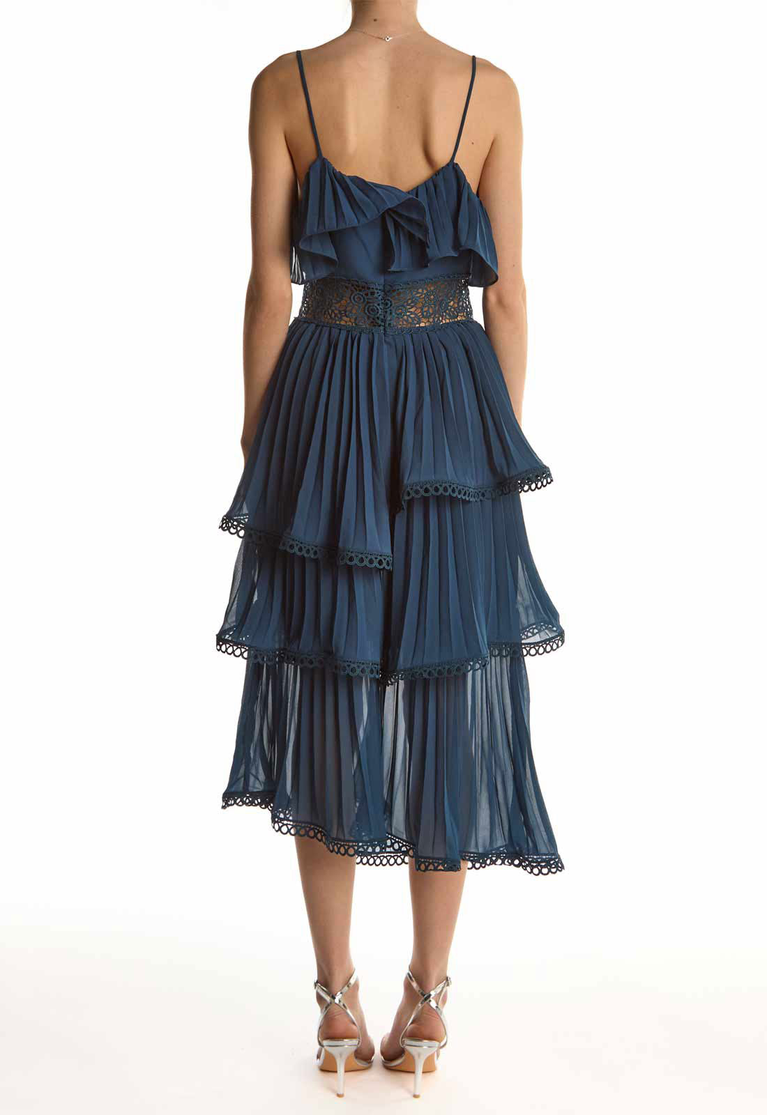 True Decadence Petrol Blue Waterfall Midi Dress