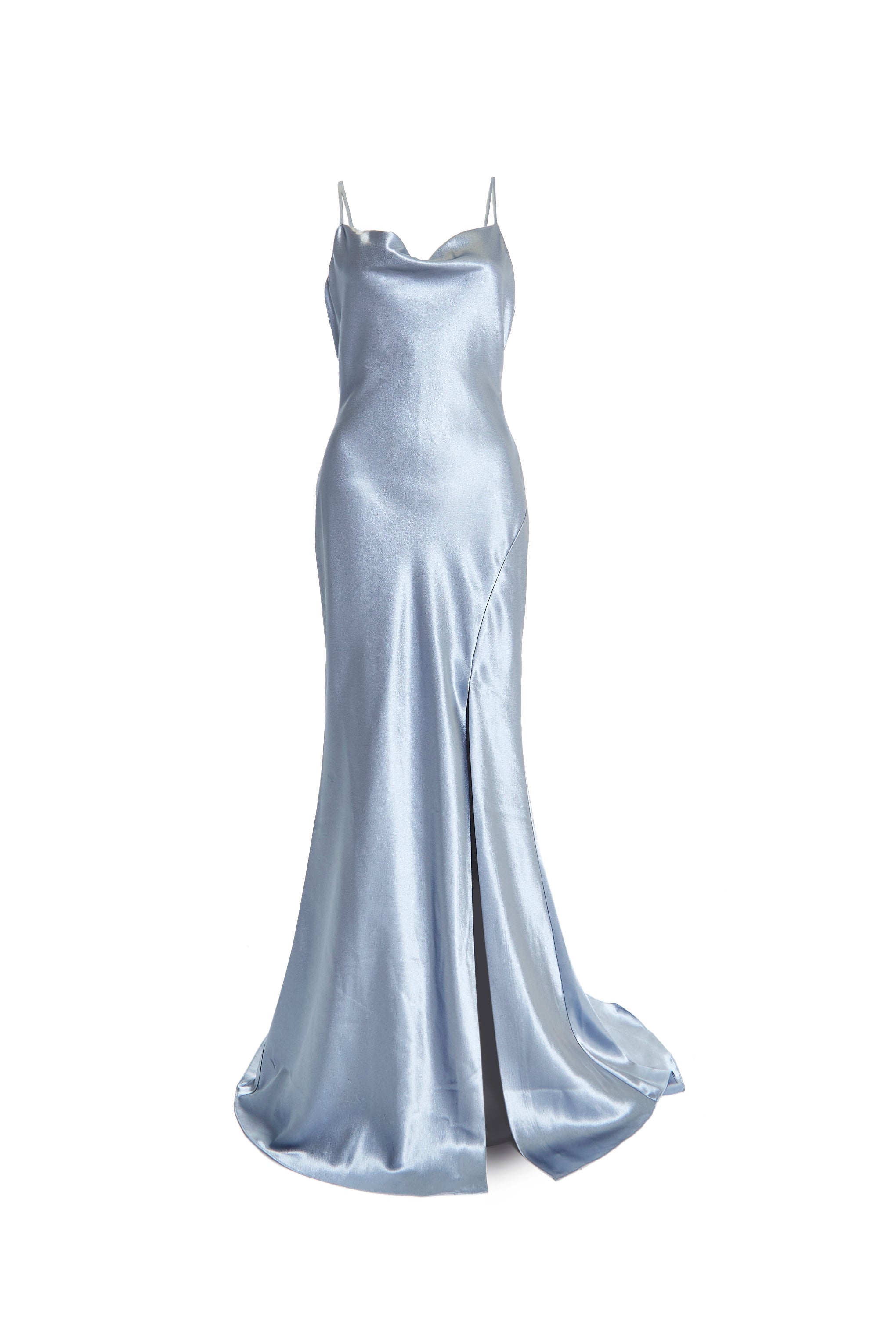 Pippa Steel Blue Bridesmaid Cowl-Neck Slip Dress-image-3