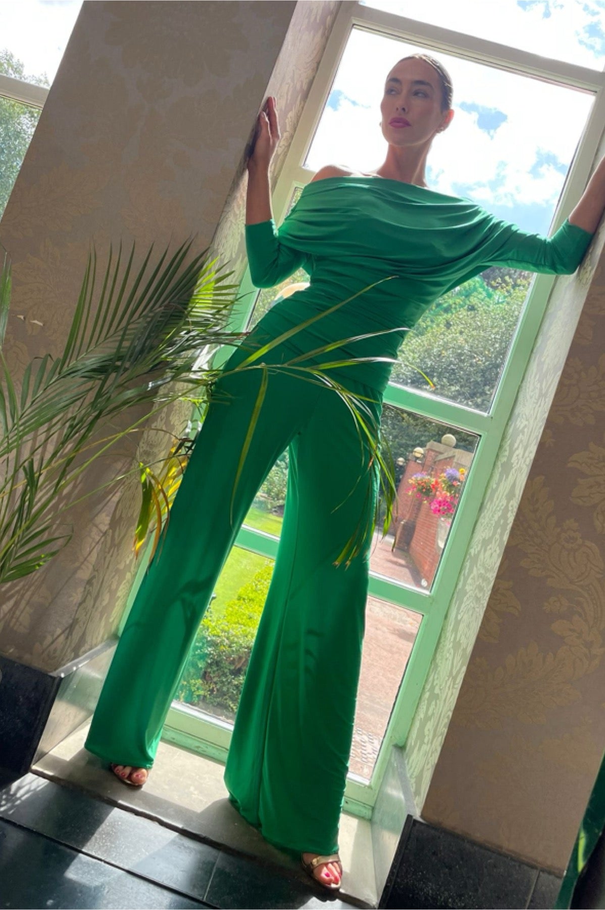 Atom Label Emerald Green Carbon Jumpsuit with Sleeves