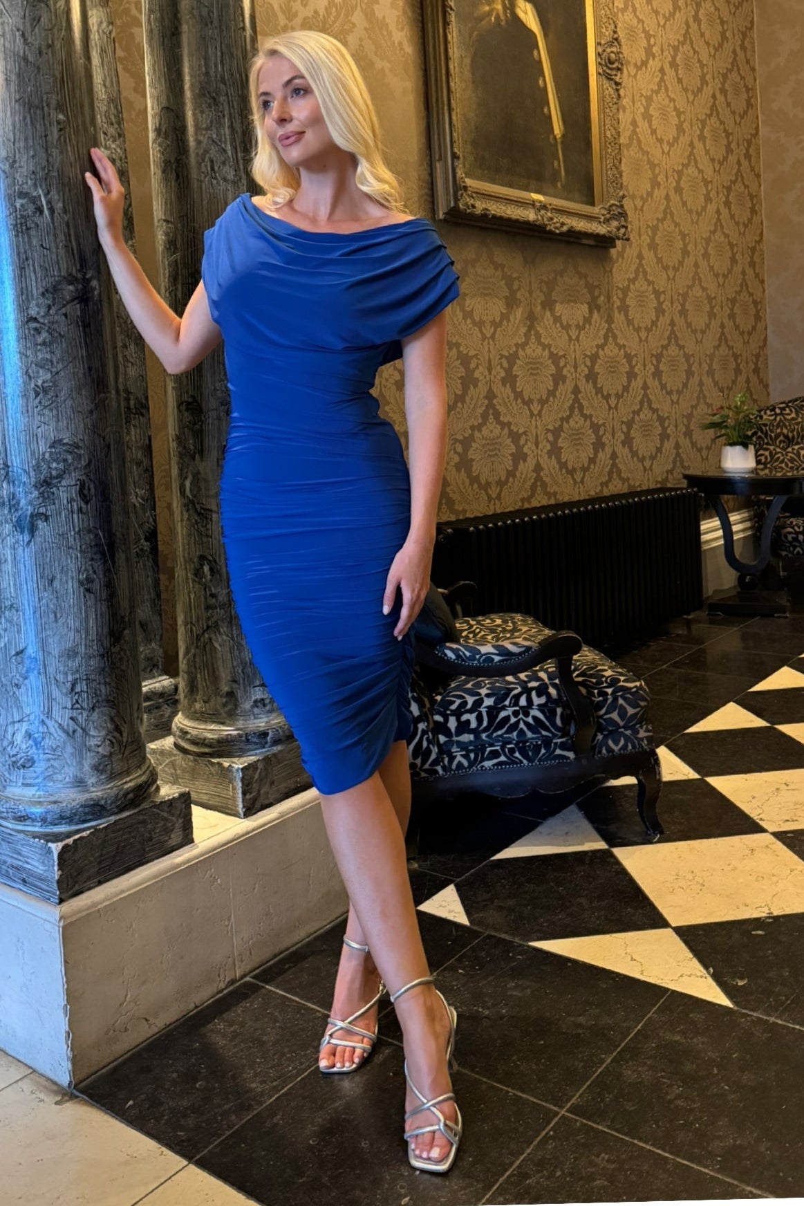 Oxygen dress in cobalt blue