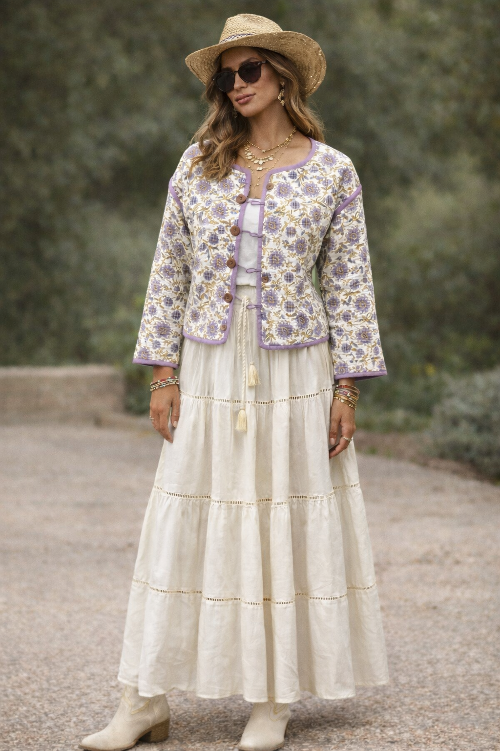 Soul Of Sita Peony Woodblock Print Cotton Jacket - Reversible