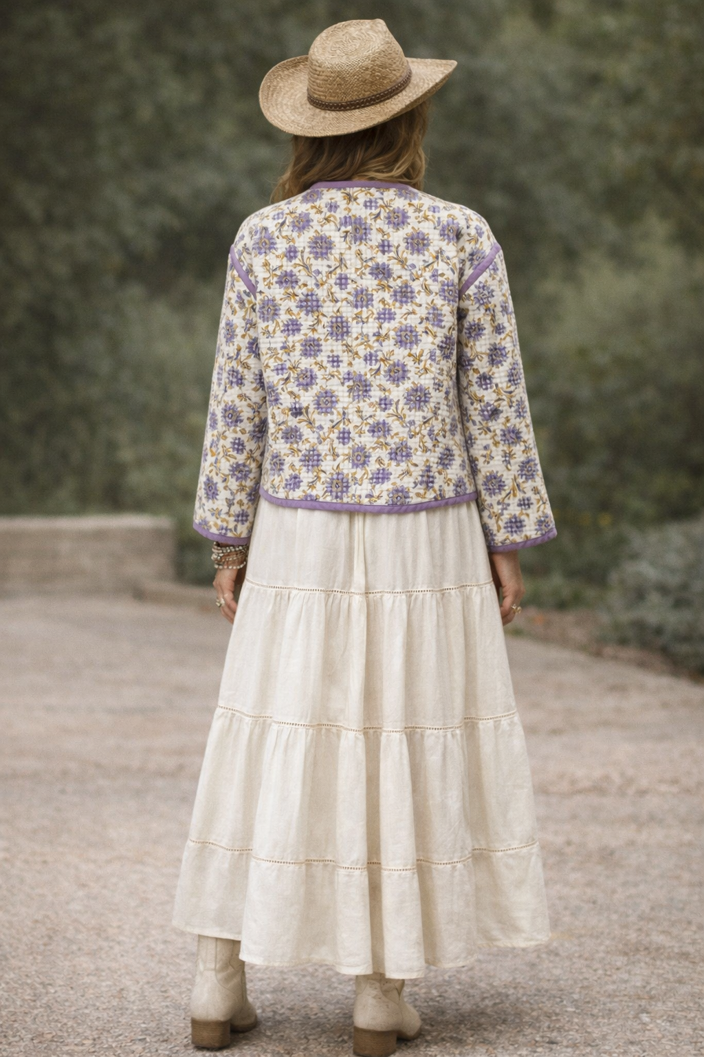 Soul Of Sita Peony Woodblock Print Cotton Jacket - Reversible