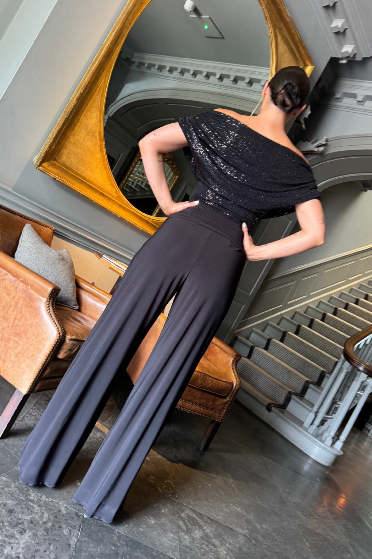 Atom Label Black Carbon Sparkle jumpsuit