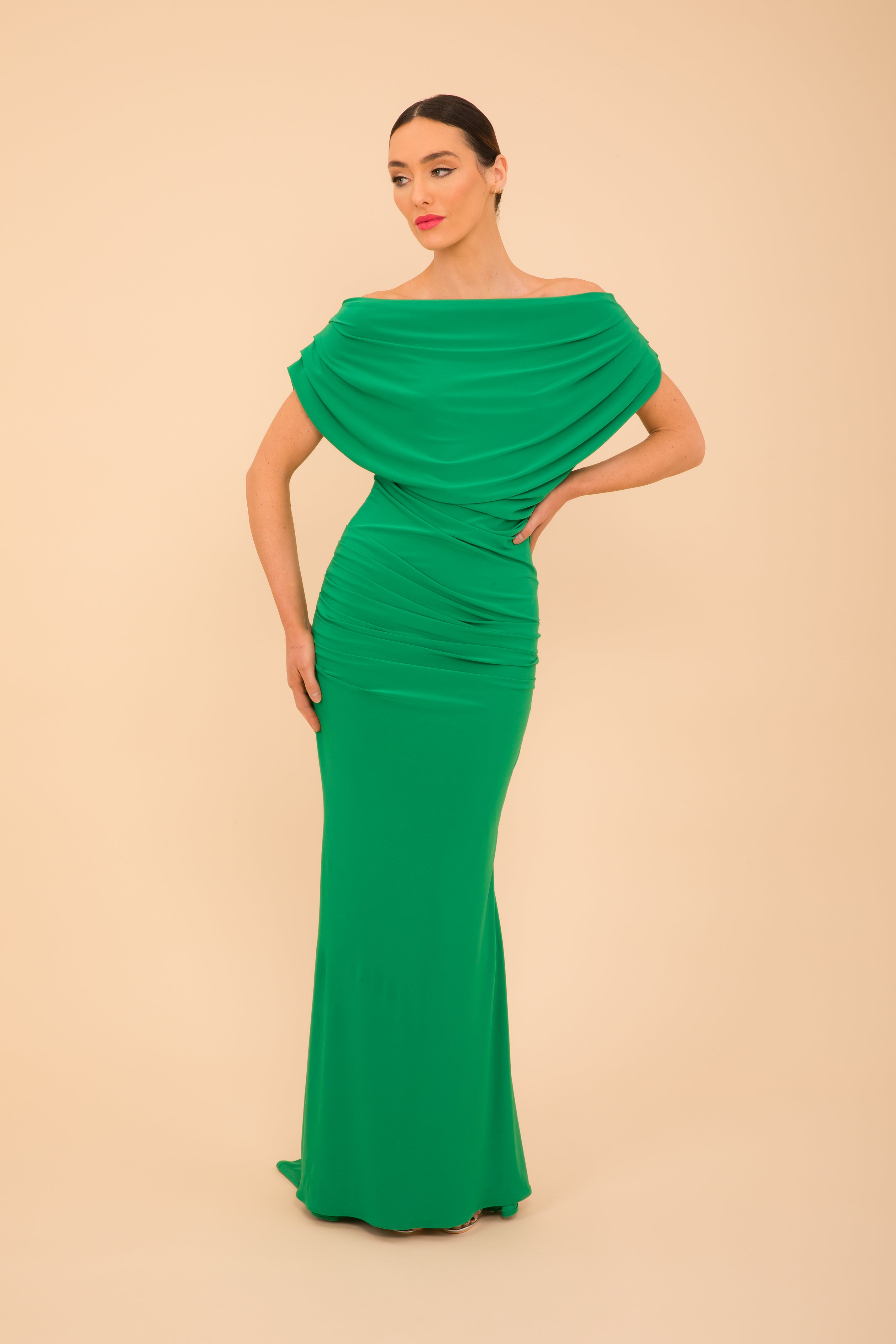 Atom Label Emerald Green Platinum Gown