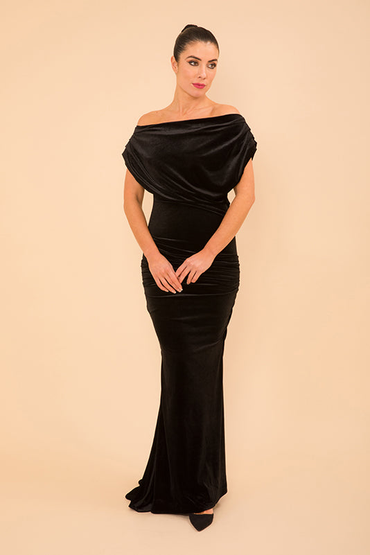 Atom Label Black Platinum Maxi Gown