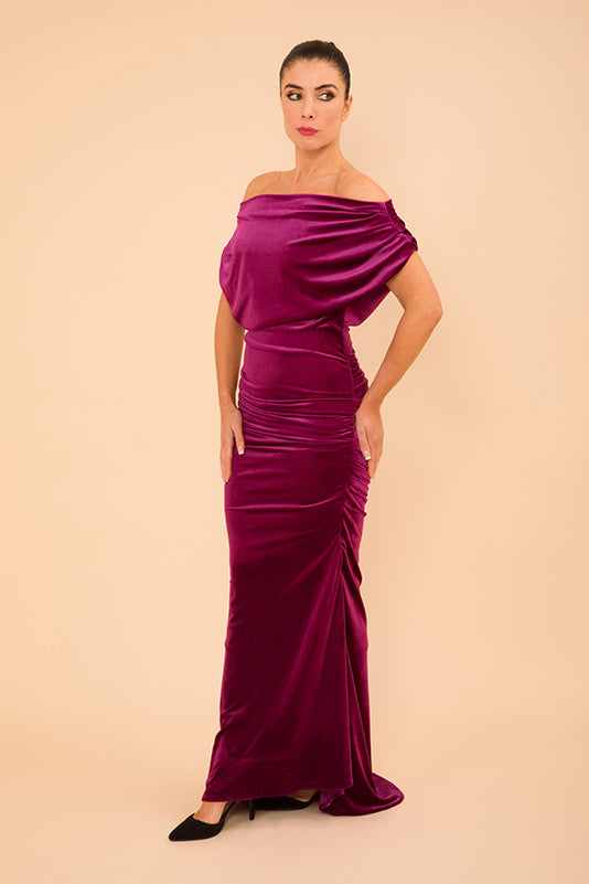 Atom Label Magenta Platinum Velvet Gown