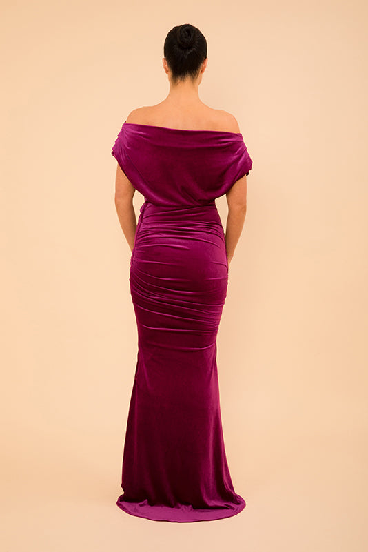 Atom Label Magenta Platinum Velvet Gown
