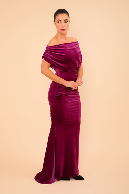 Atom Label Magenta Platinum Velvet Gown