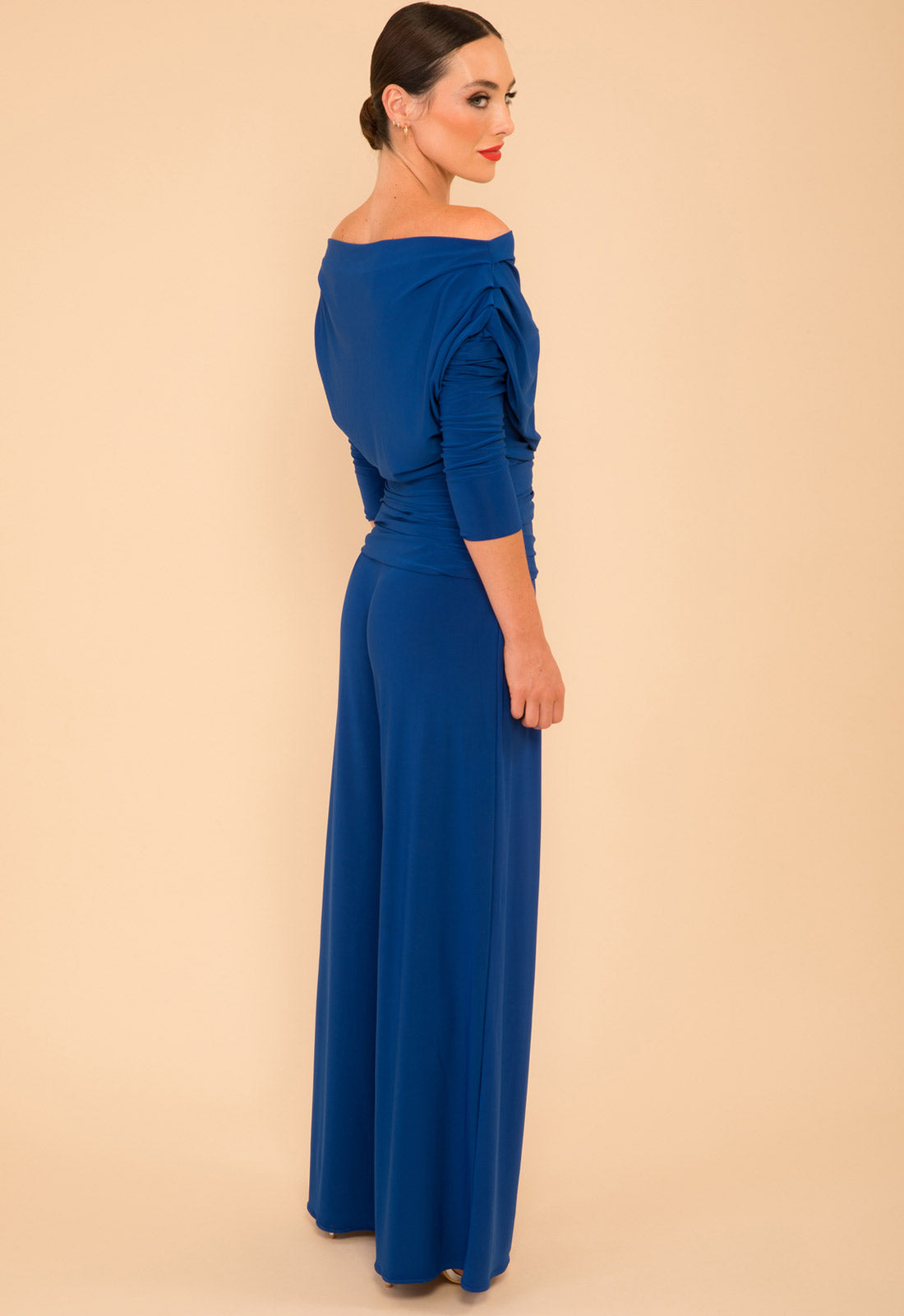 Atom Label Cobalt Blue Carbon Jumpsuit With Sleeve