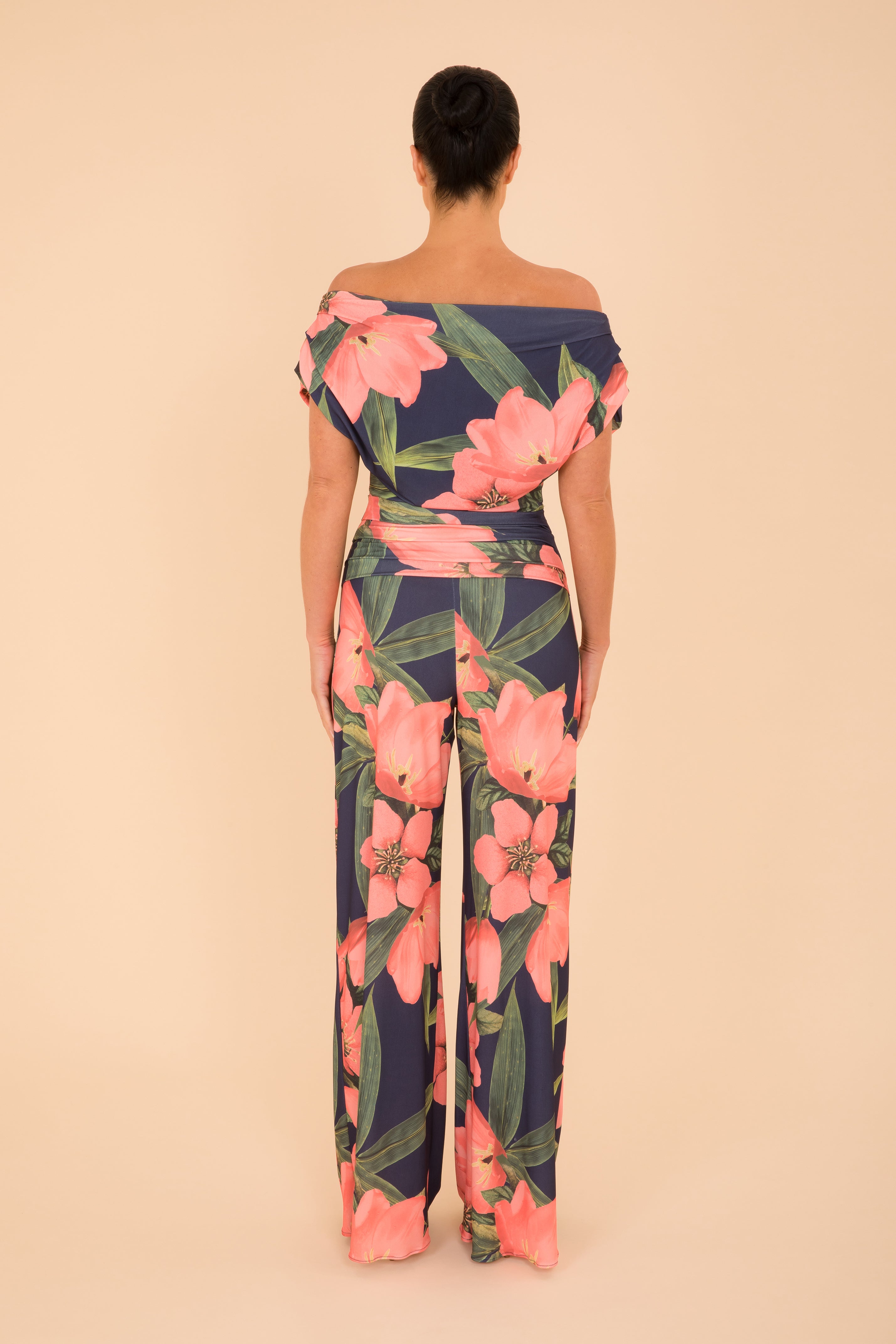 Atom Label Navy & Coral Floral Carbon Jumpsuit