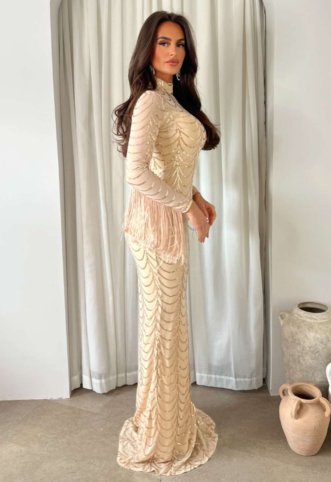 Nazz Collection Champagne Hypnotic Maxi Dress