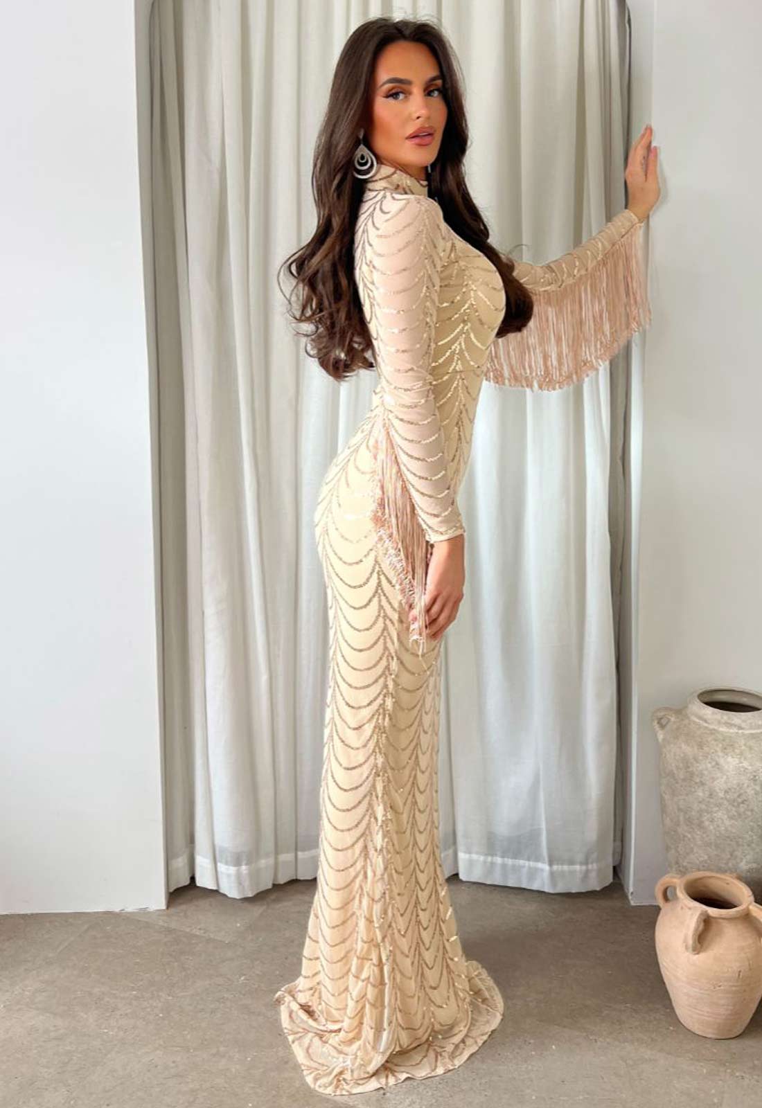 Nazz Collection Champagne Hypnotic Maxi Dress