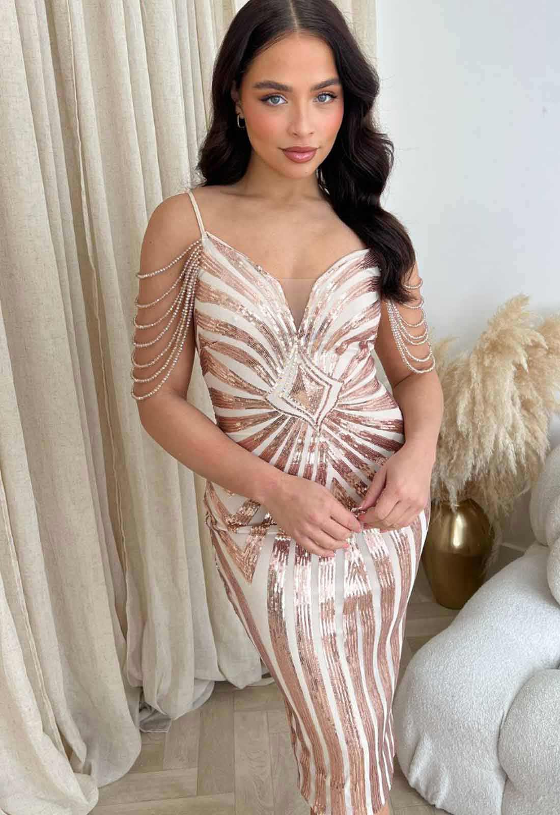 Nazz Collection Rose Gold Promise Cocktail Dress
