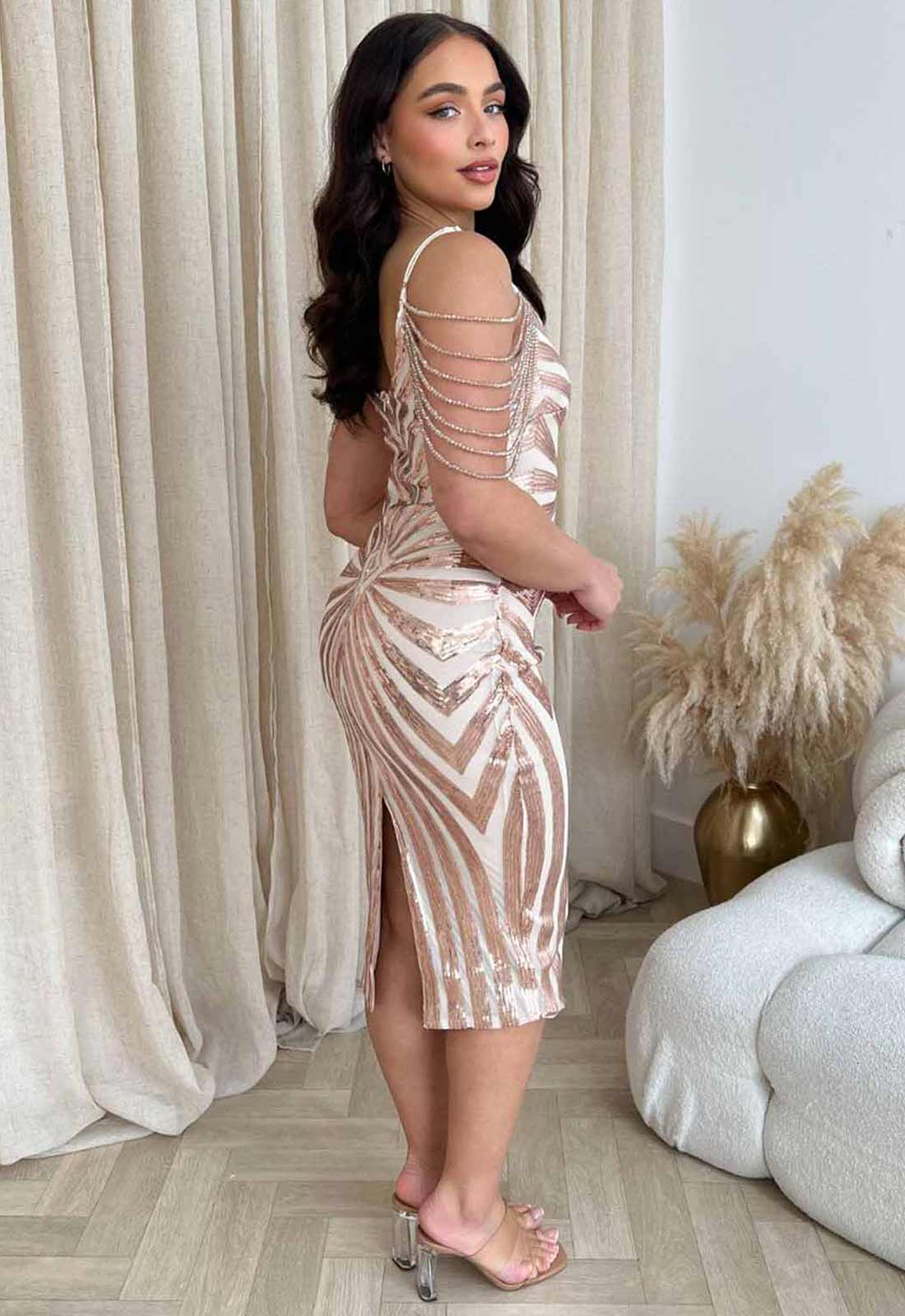 Nazz Collection Rose Gold Promise Cocktail Dress